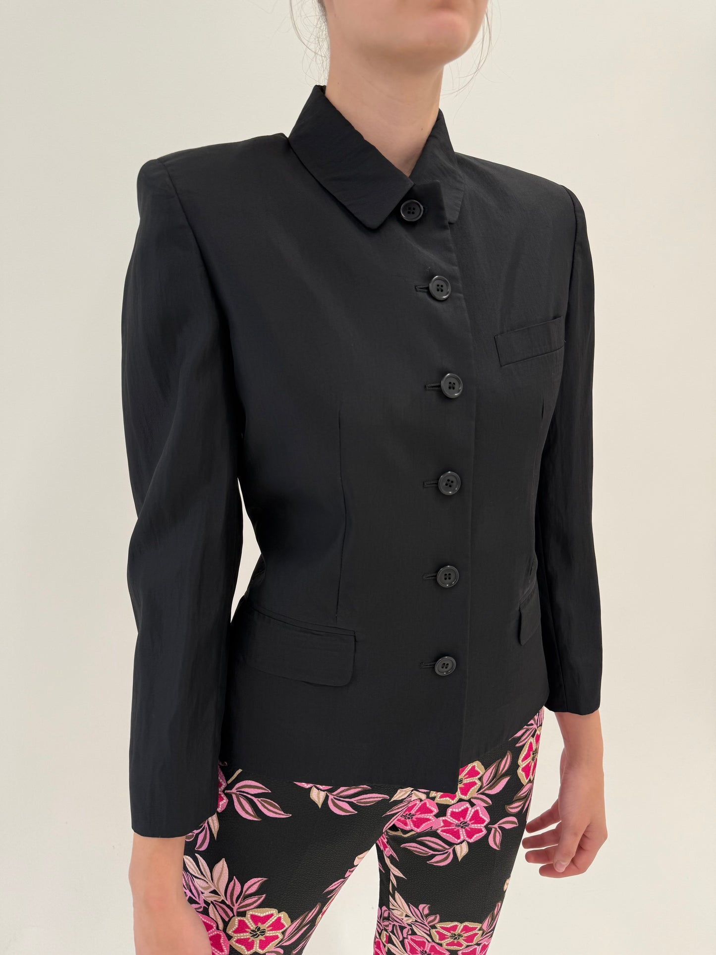 Sacou negru de brand luxury Aspesi petite de vară în croi ușor cambrat