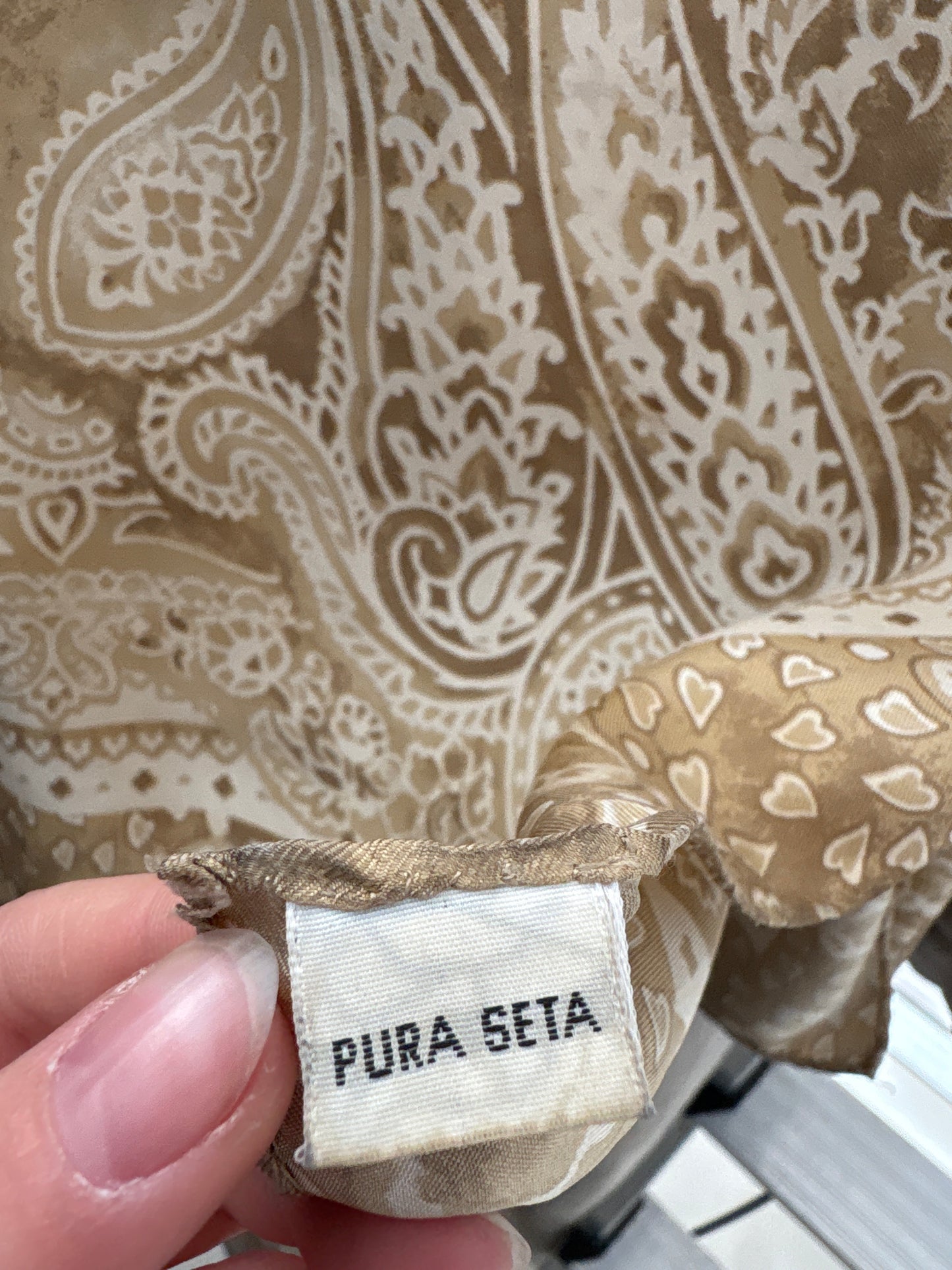 Eșarfă din mătase naturală cu print paisley