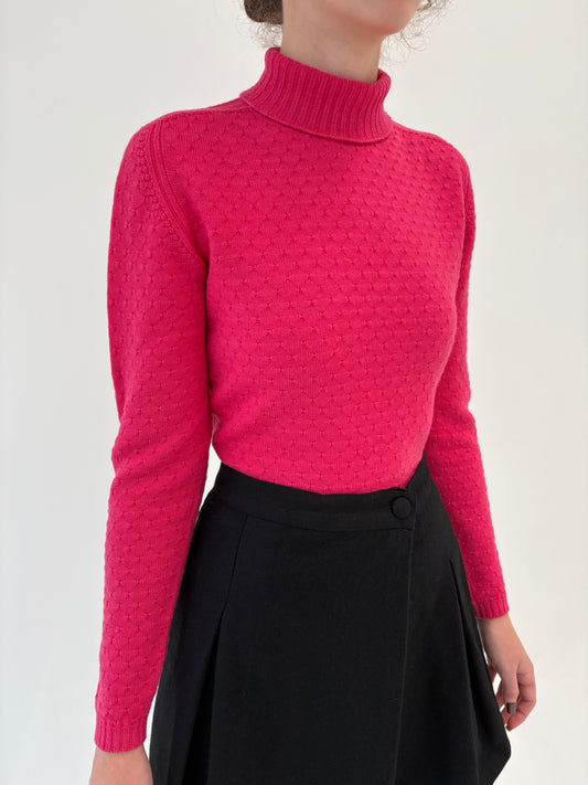 Maleta italiană fucsia texturată din lana merino extrafina de gramaj mare