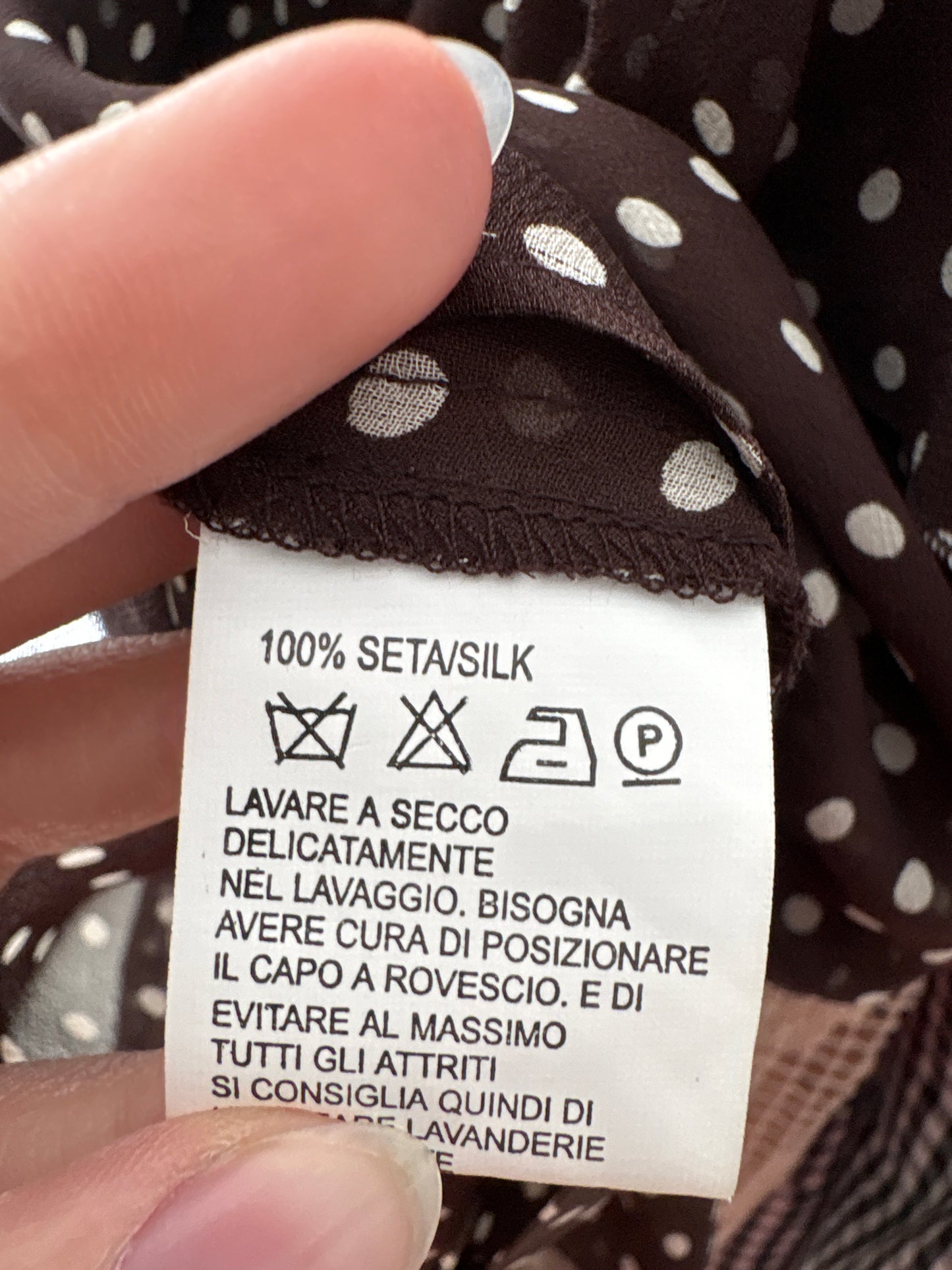 Set Luisa Spagnoli din mătase naturală cu buline ivoire pe chocolate brown