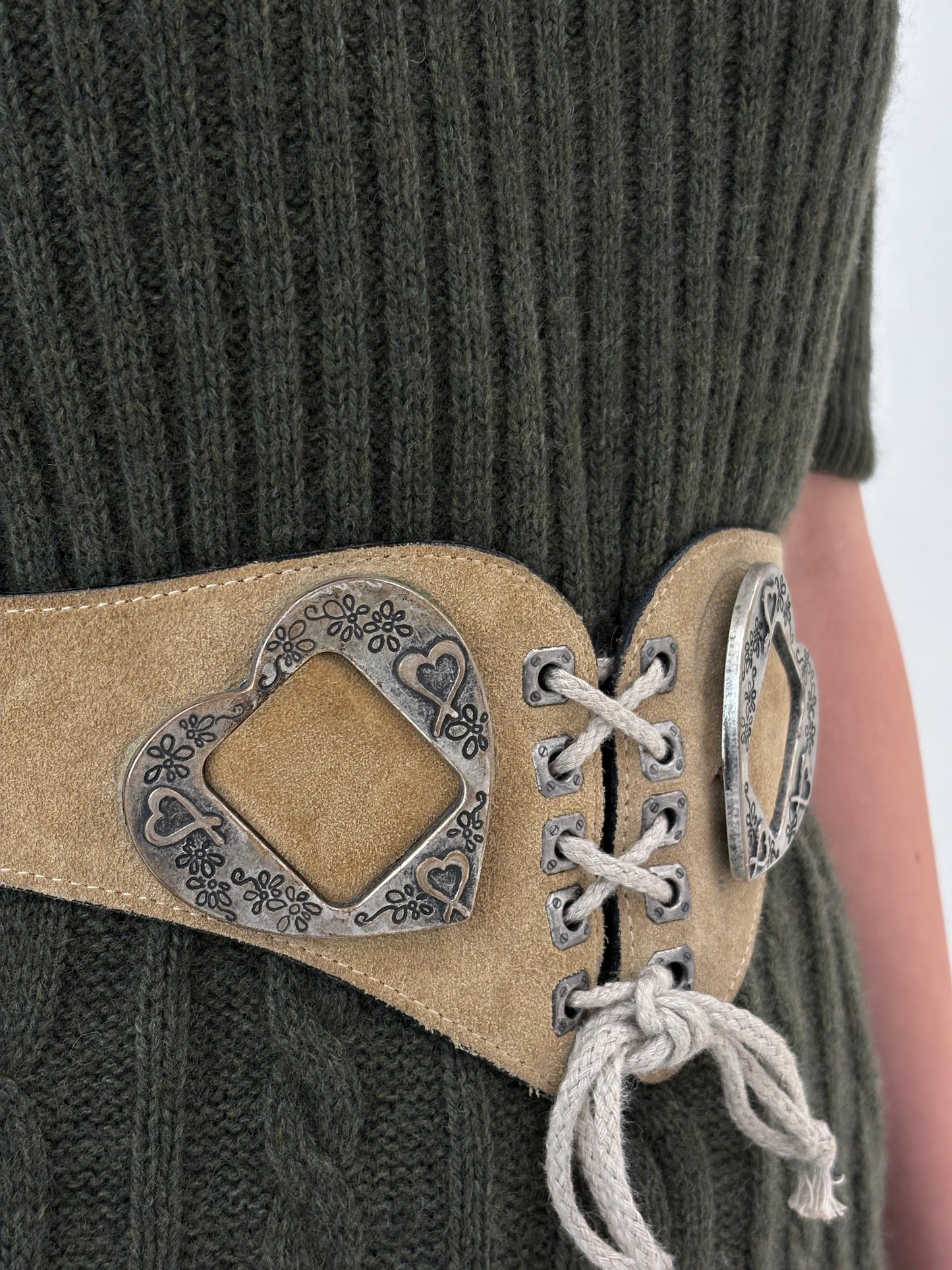 Centura vintage camel din piele naturală