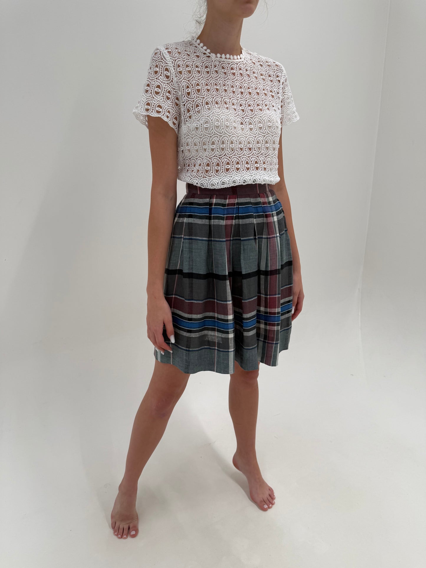 Fustă plisata vintage Max Mara din in excepțional cu talie ultra înaltă