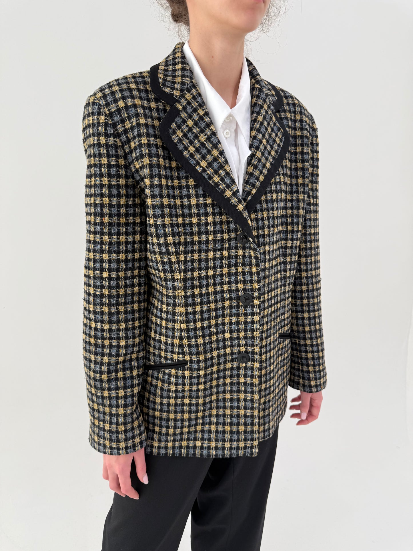 Sacou din tweed gros premium excepțional în culori neutre