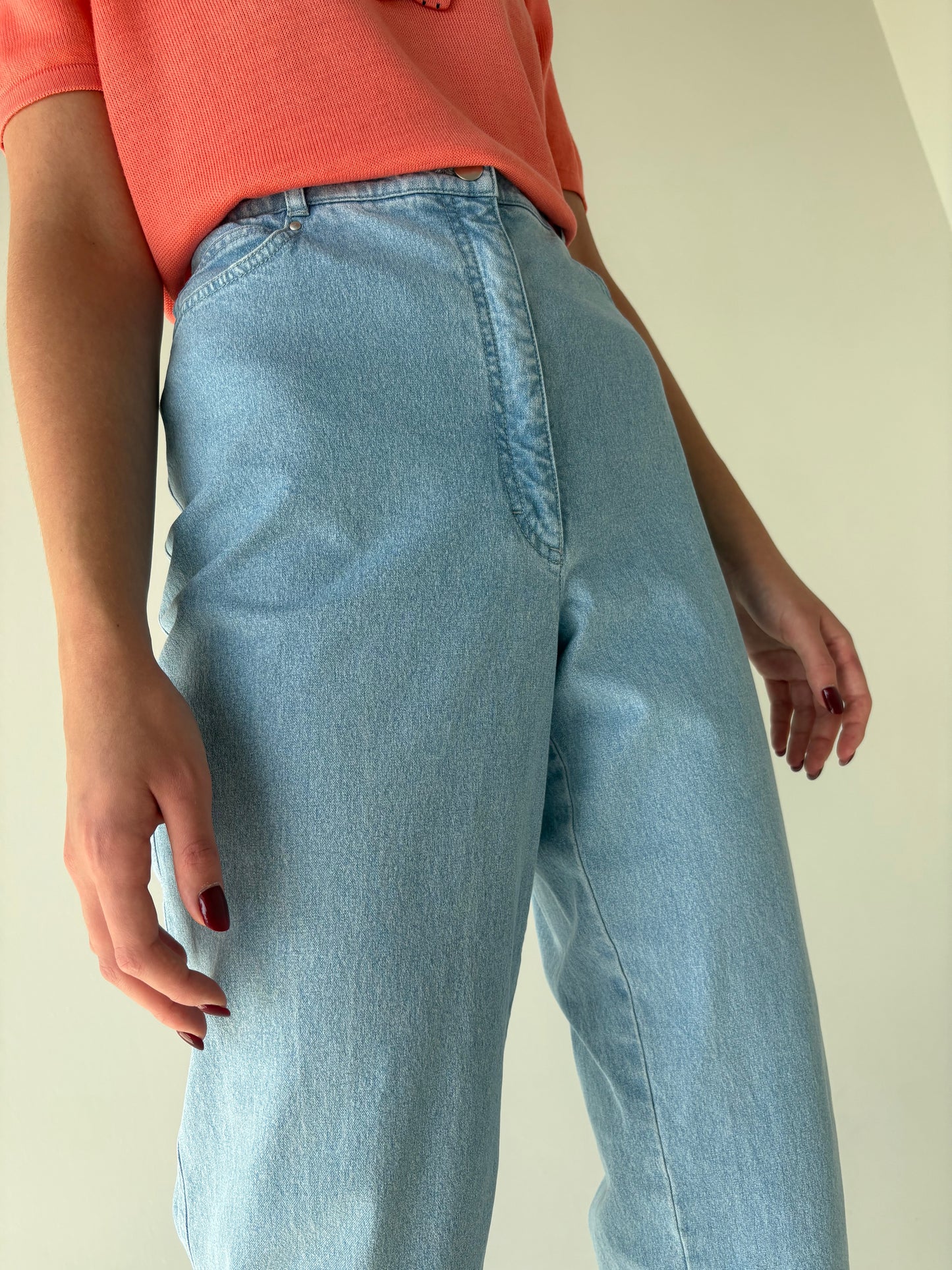 Jeans vintage confort mom fit tall cu talie ultra înaltă