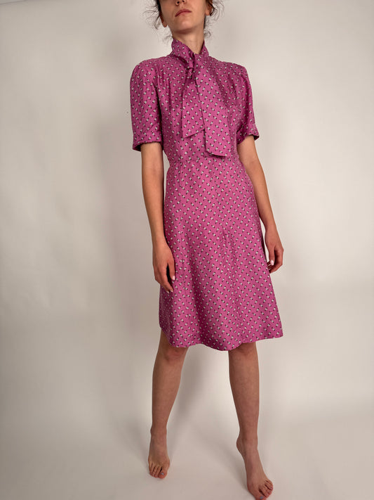Rochie vintage din mătase naturală plină texturată
