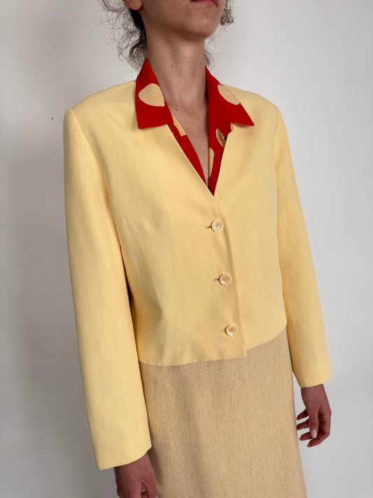 Sacou butter yellow din pânză în croi minimalist