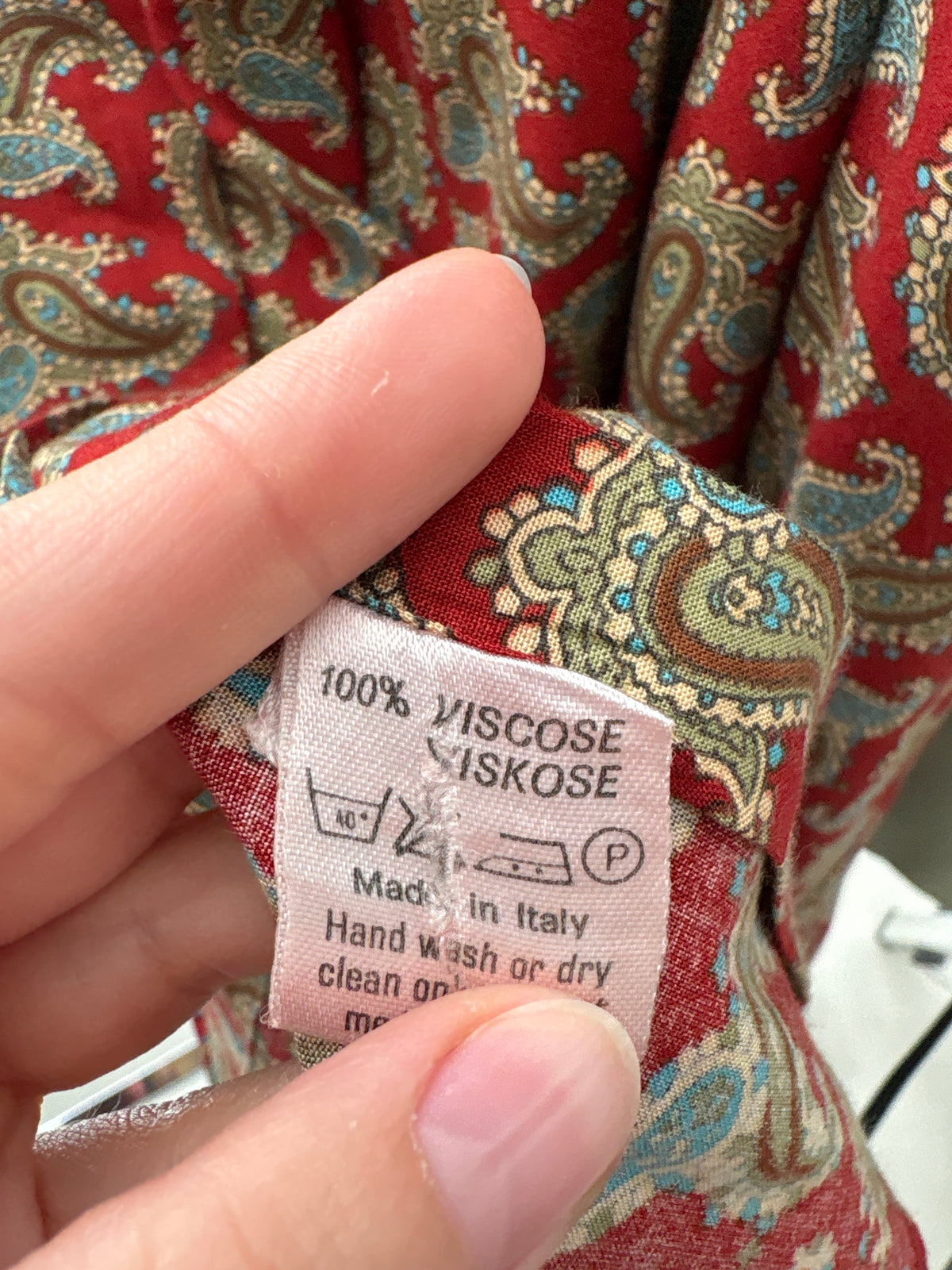 Cămașa vintage dark cherry red cu print paisley din vascoza moale groasă