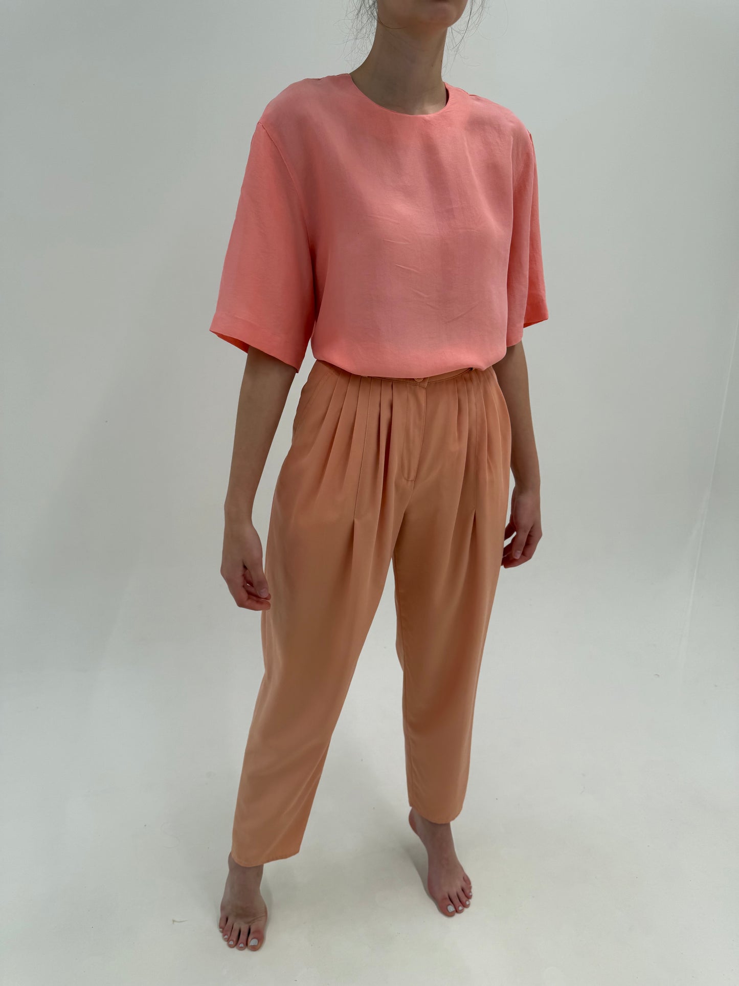 Pantaloni vintage tall cu pense și talie ultra înaltă și volum superb