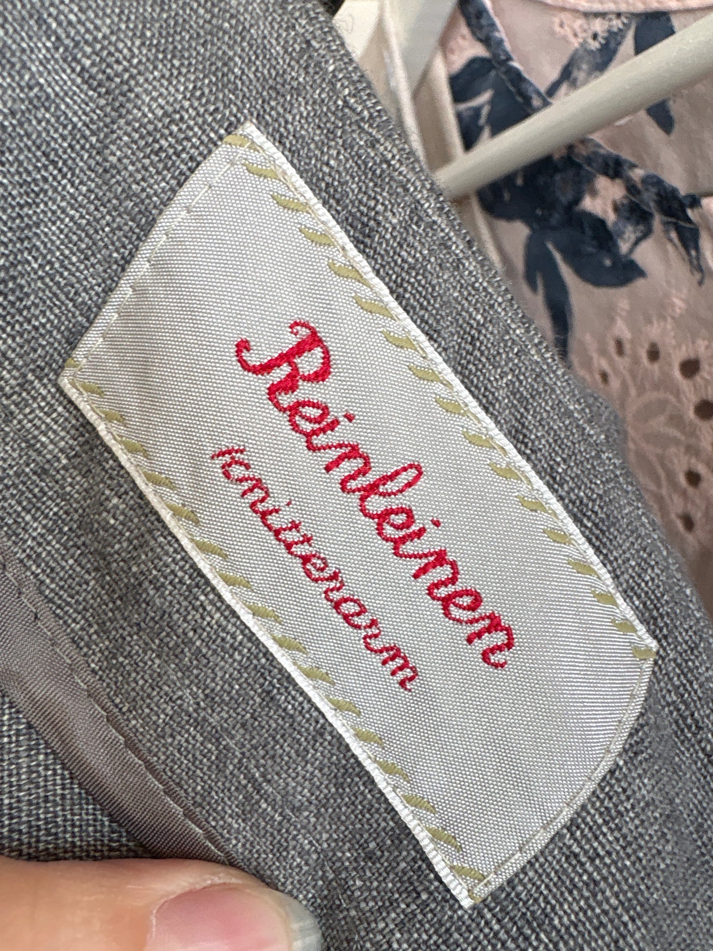 Fustă light gray melanj de brand premium din in excepțional și croi feminin
