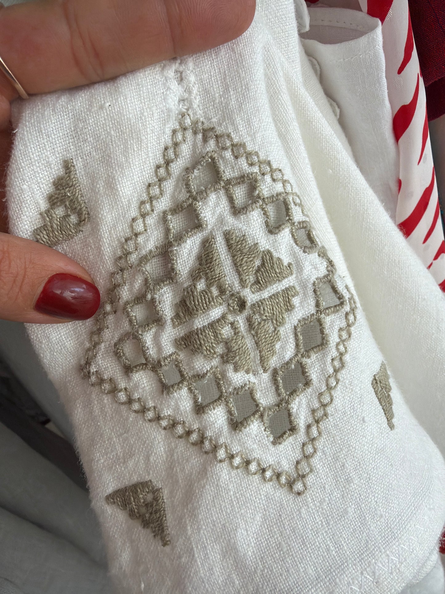 Fustă maxi din pânză excepțională moale și fină de in cu broderie manuală