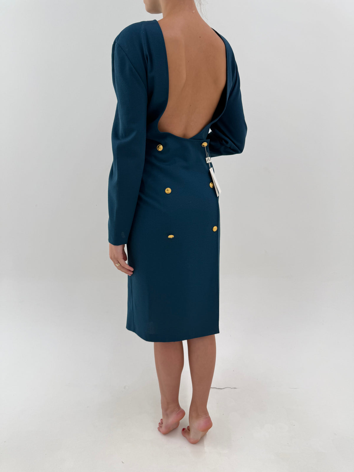 Rochie vintage nouă cu etichetă din lana extrafina purtabilă în 2 moduri