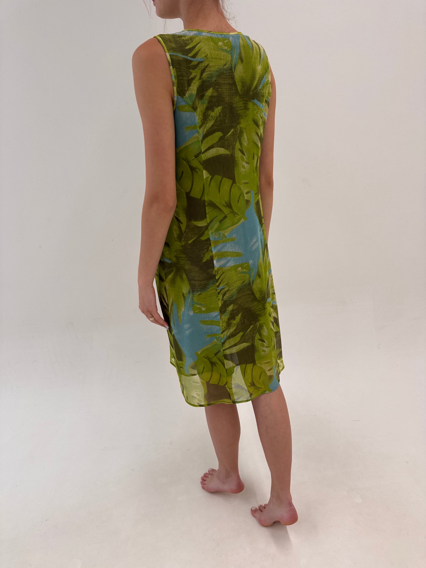 Rochie din creppe ultra confort de mătase naturală cu print organic