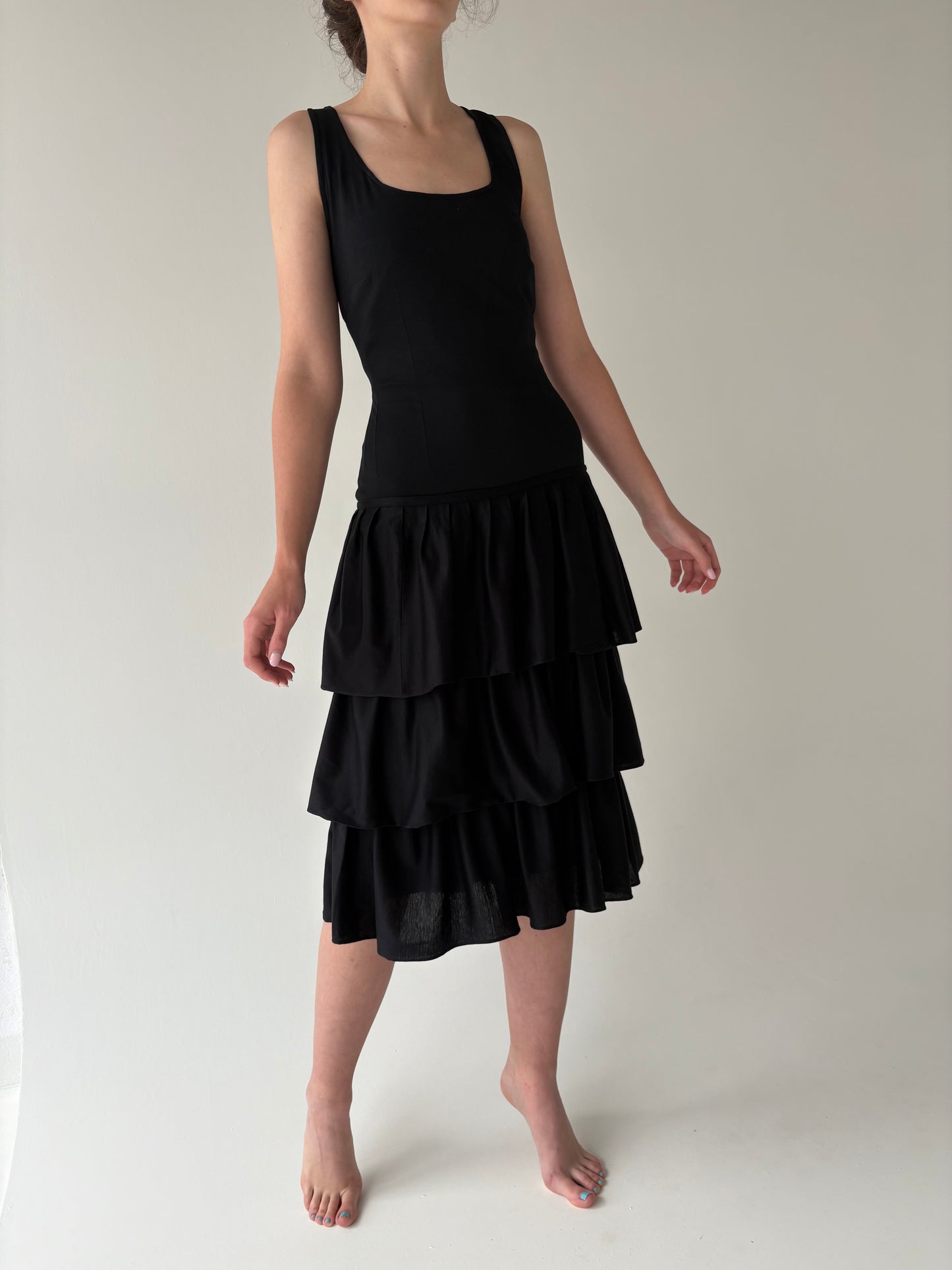 LBD vintage de la zi la seară din bumbac modelator și volane