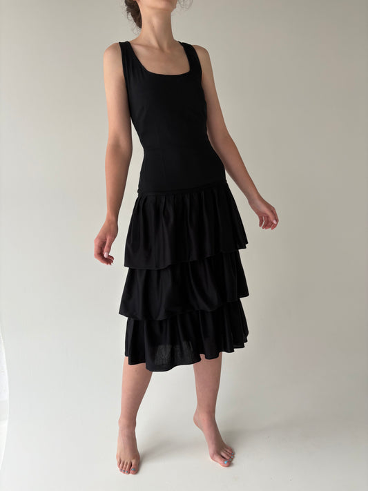 LBD vintage de la zi la seară din bumbac modelator și volane