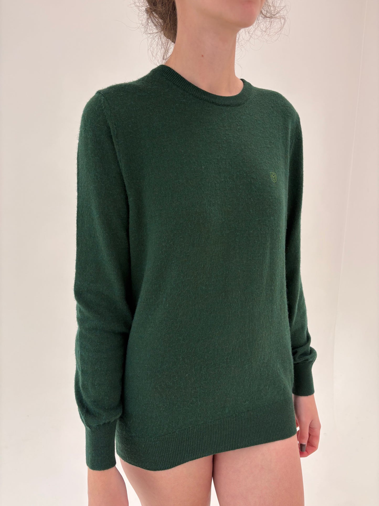 Pulover forest green din lana extrafina de gramaj mare