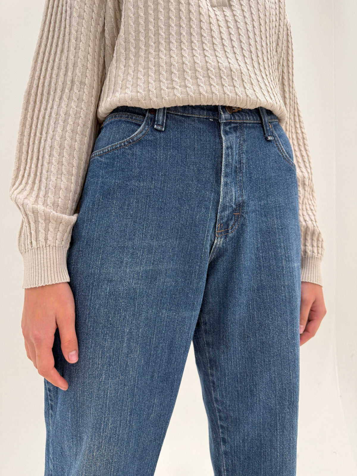 Jeans vintage premium relaxed fit din bumbac gros confort classic wash