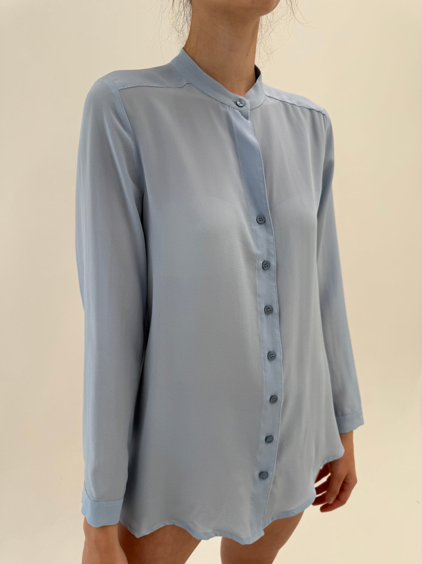 Cămașa baby blue Marella by Max Mara din mătase naturală în croi oversized