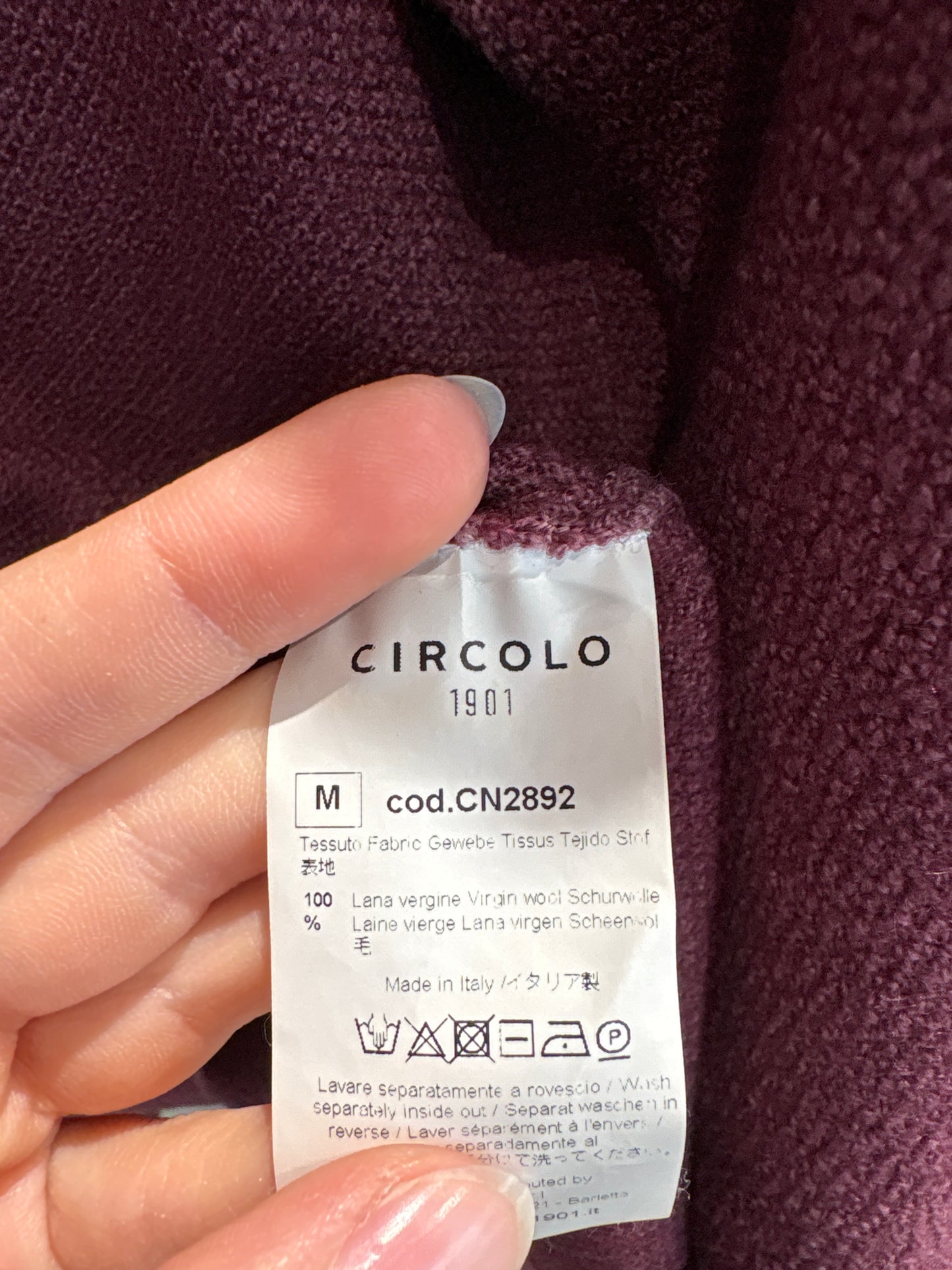 Pulover dark burgundy din lana merino extrafina de gramaj mare