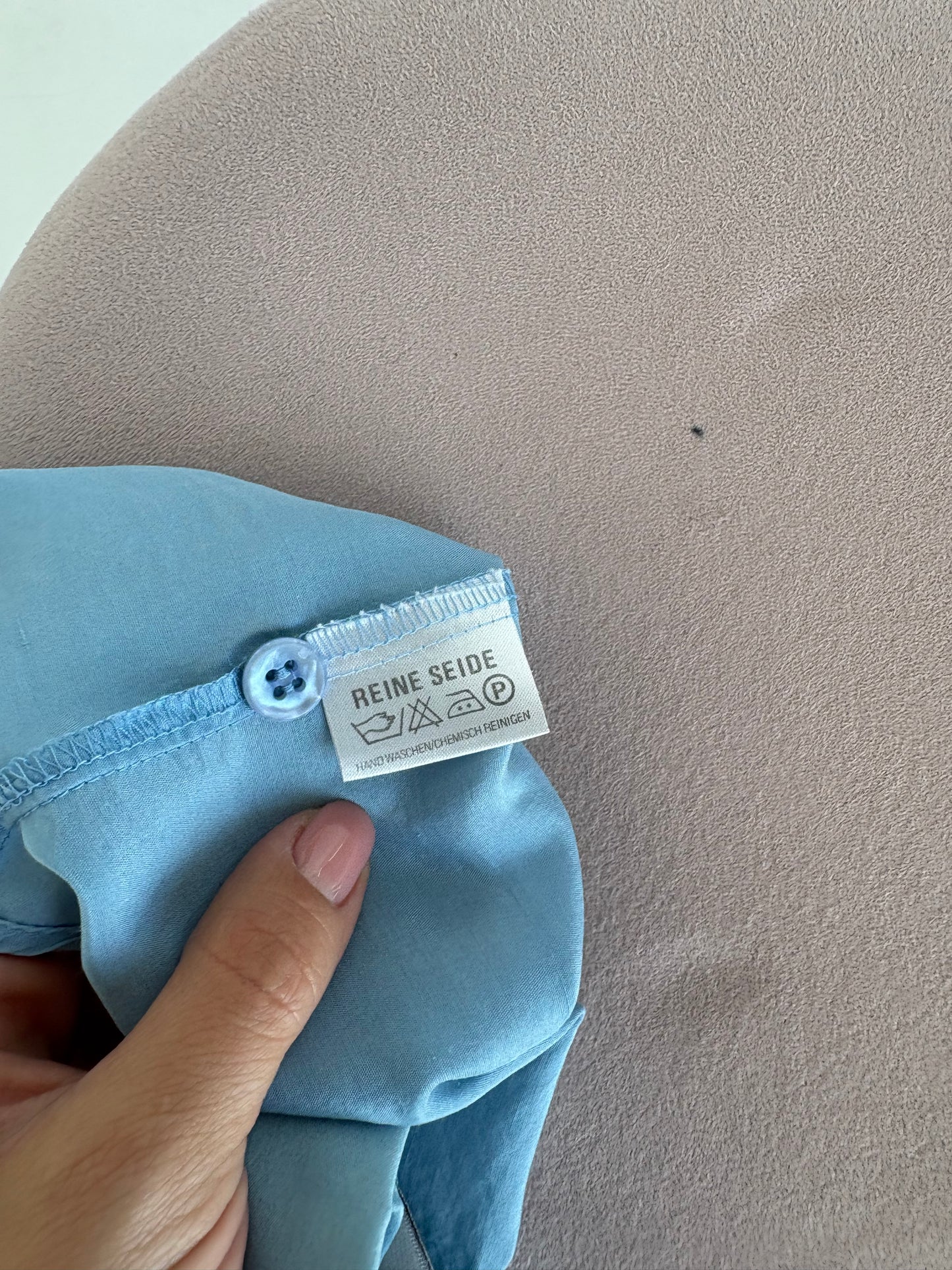 Cămașa baby blue din mătase naturală