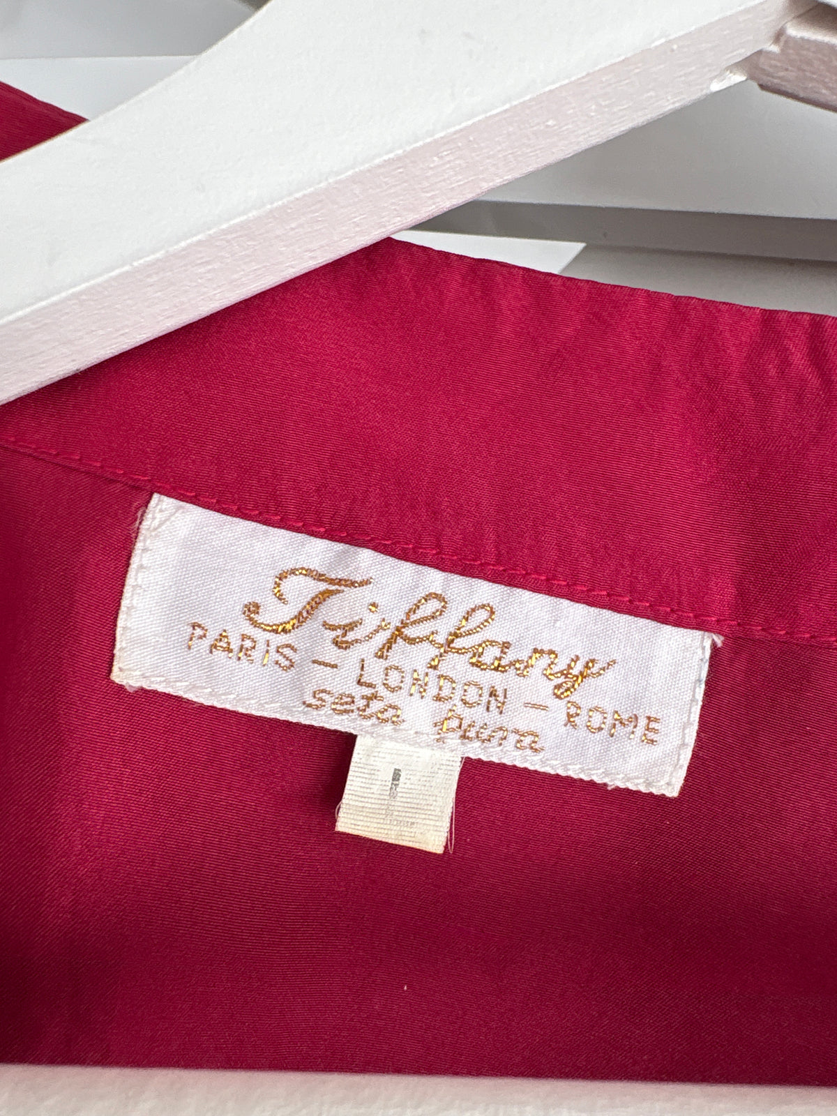 Top lejer din mătase naturală ruby red superb în croi lejer