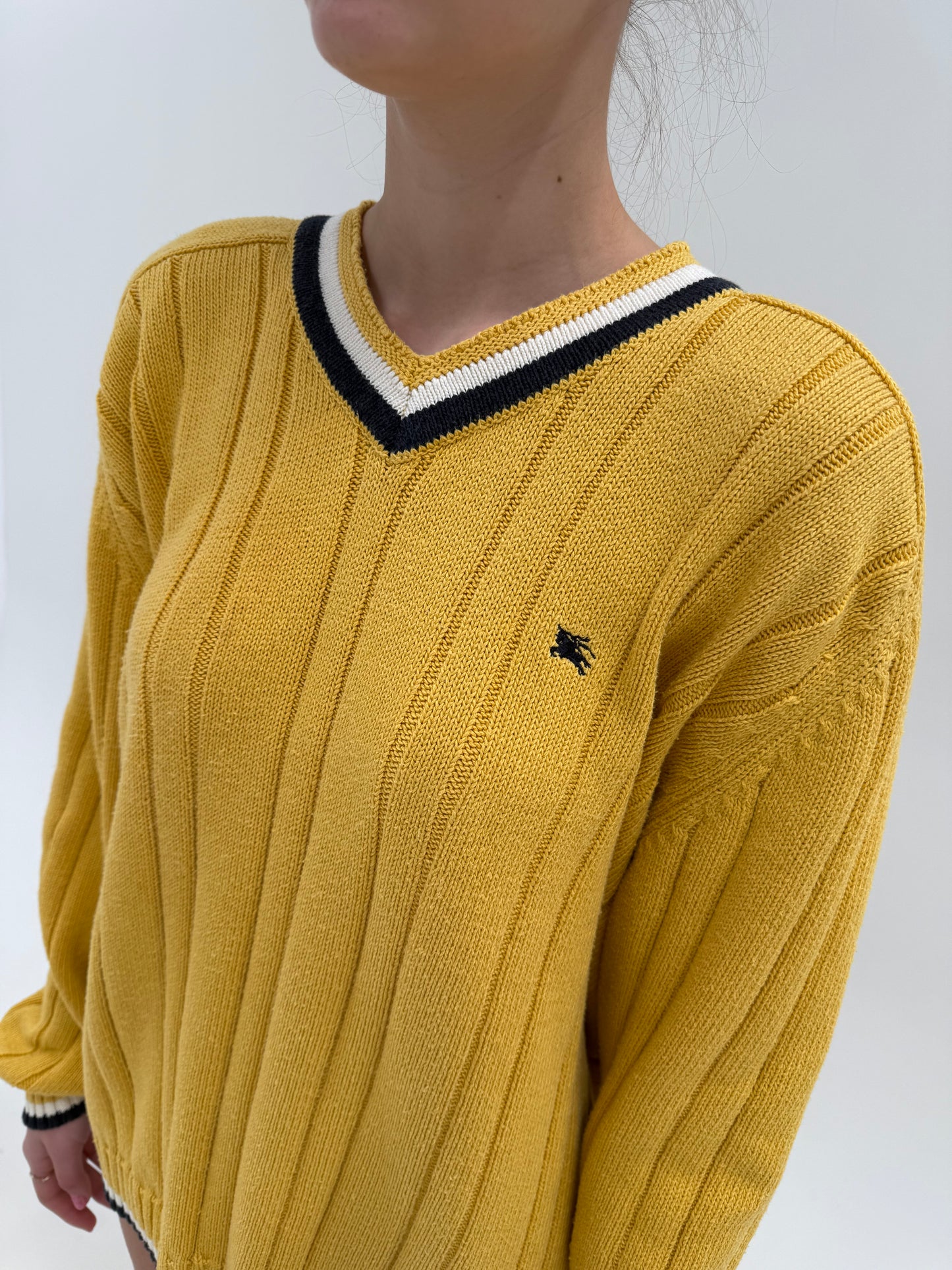 Pulover vintage Burberry tall din bumbac preppy style specific casei