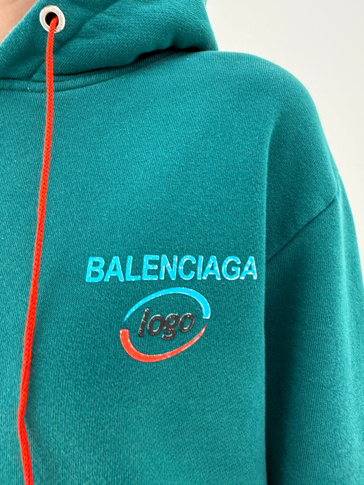 Hanorac Balenciaga colectia unisex din bumbac gros pine green