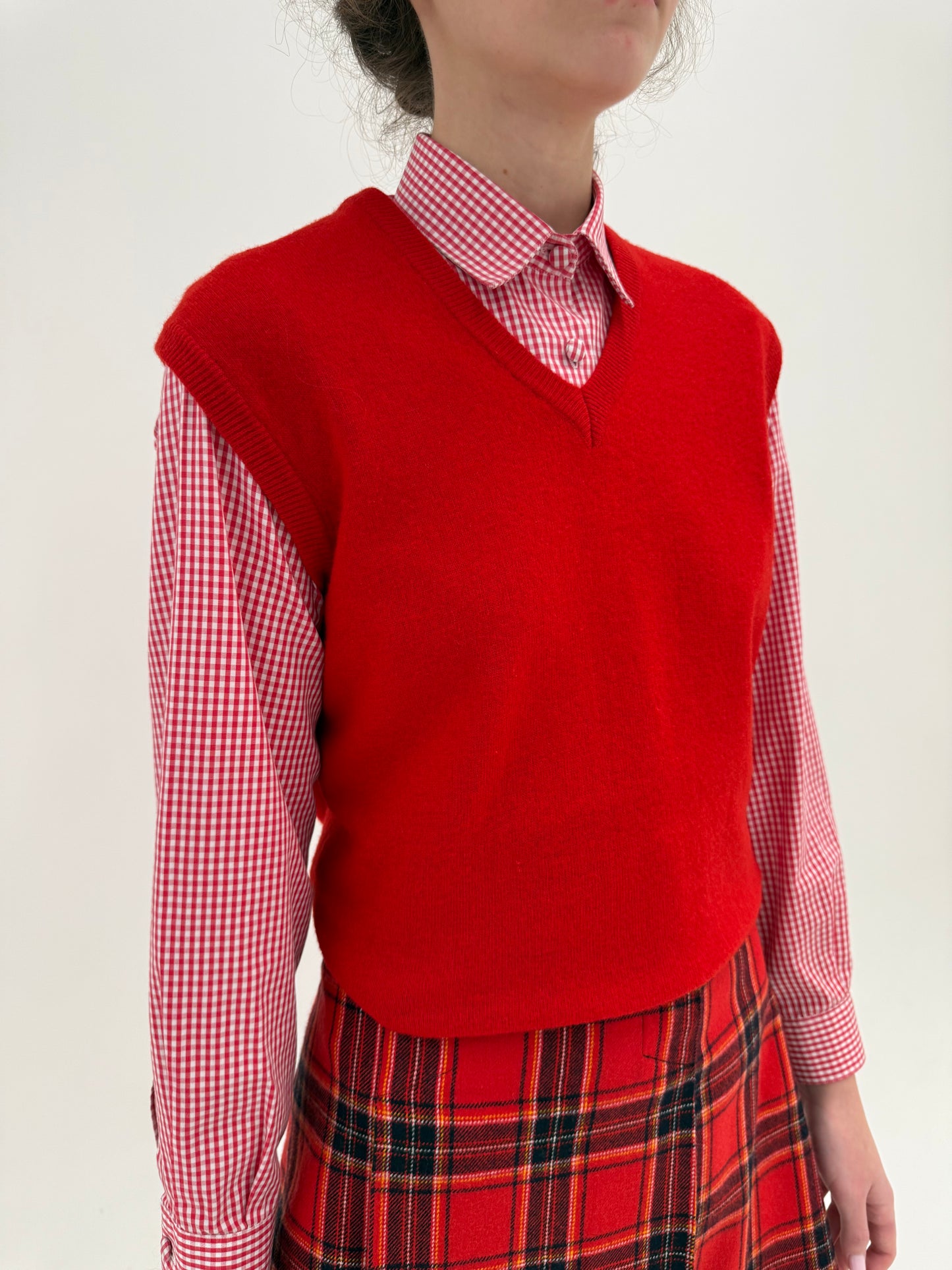 Top/ vesta vintage cherry red 80% lana extrafina