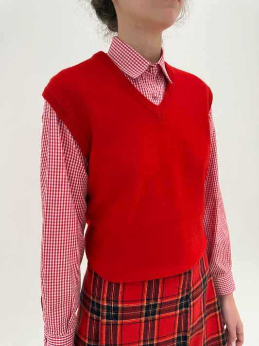 Top/ vesta vintage cherry red 80% lana extrafina