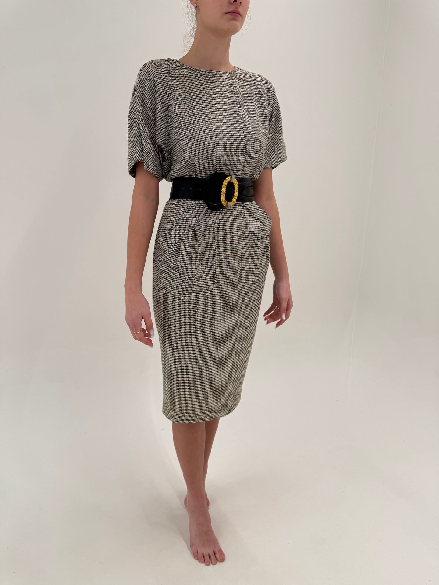 Centura vintage statement cu feronerie aurie+ argintie din piele naturală