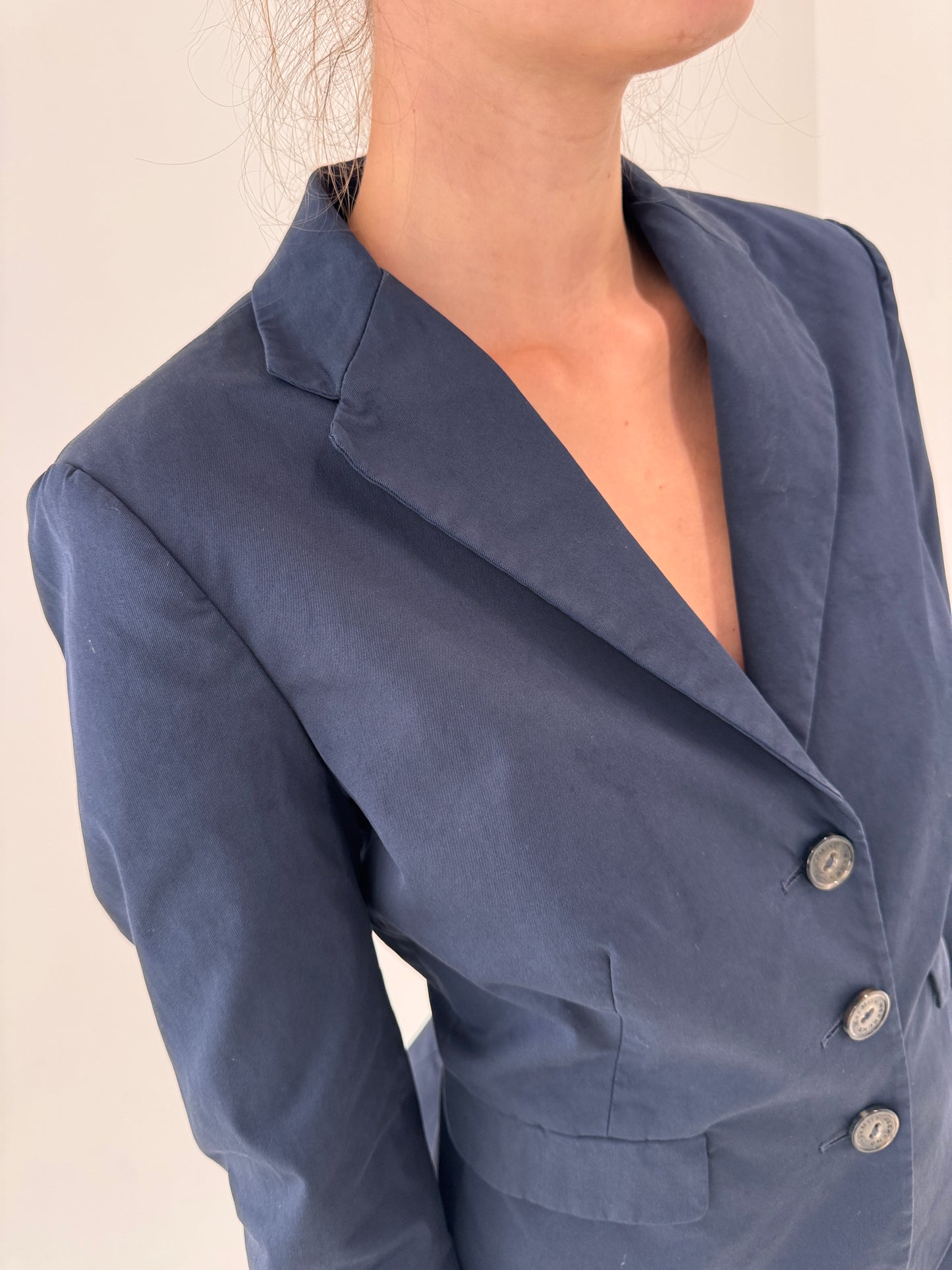 Sacou Max Mara Navy blue din gabardină de bumbac
