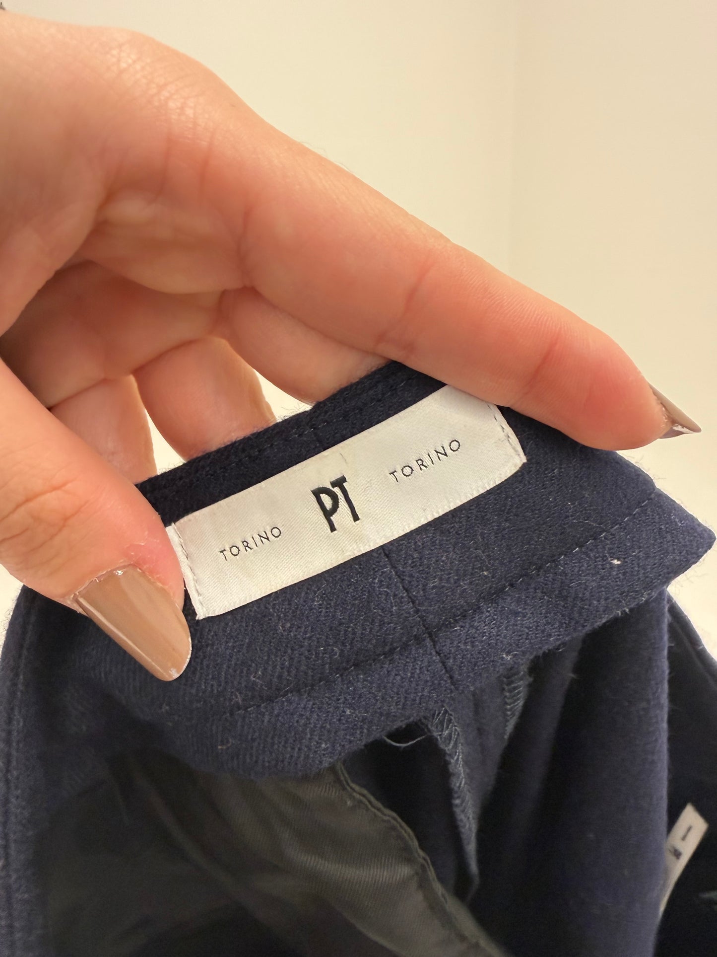 Pantaloni tall Navy blue din lana extrem de fină plină