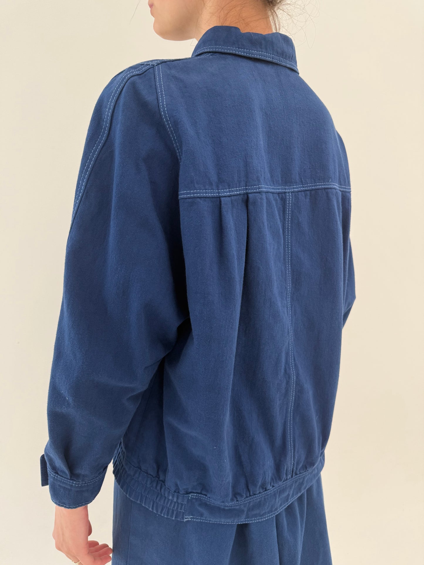 Set vintage luxury Delmod din jeans indigo wash cu fustă pantaloni midi