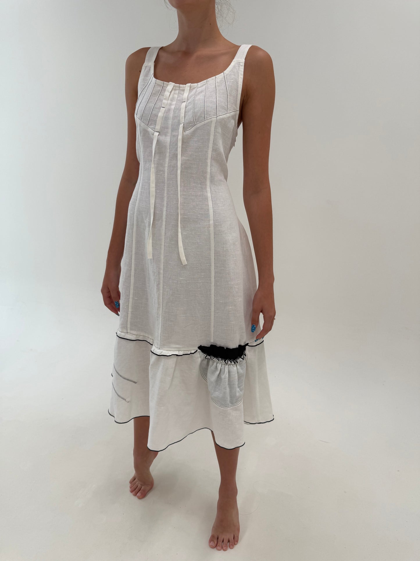 Rochie vintage anii 2000 din in premium in stil Vivienne Westwood
