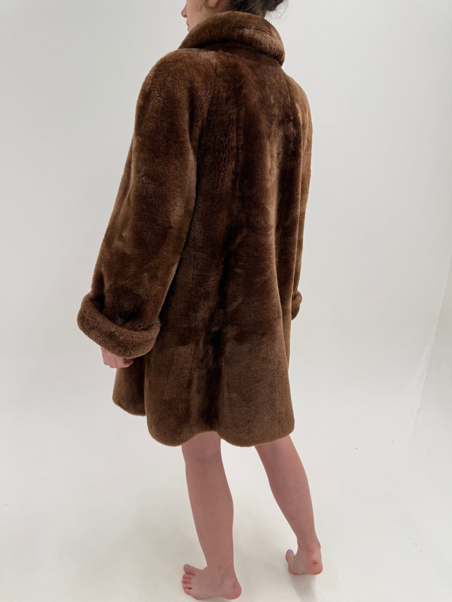 Blană naturală mouton în stil Teddy Coat în nuanța superbă de caramel