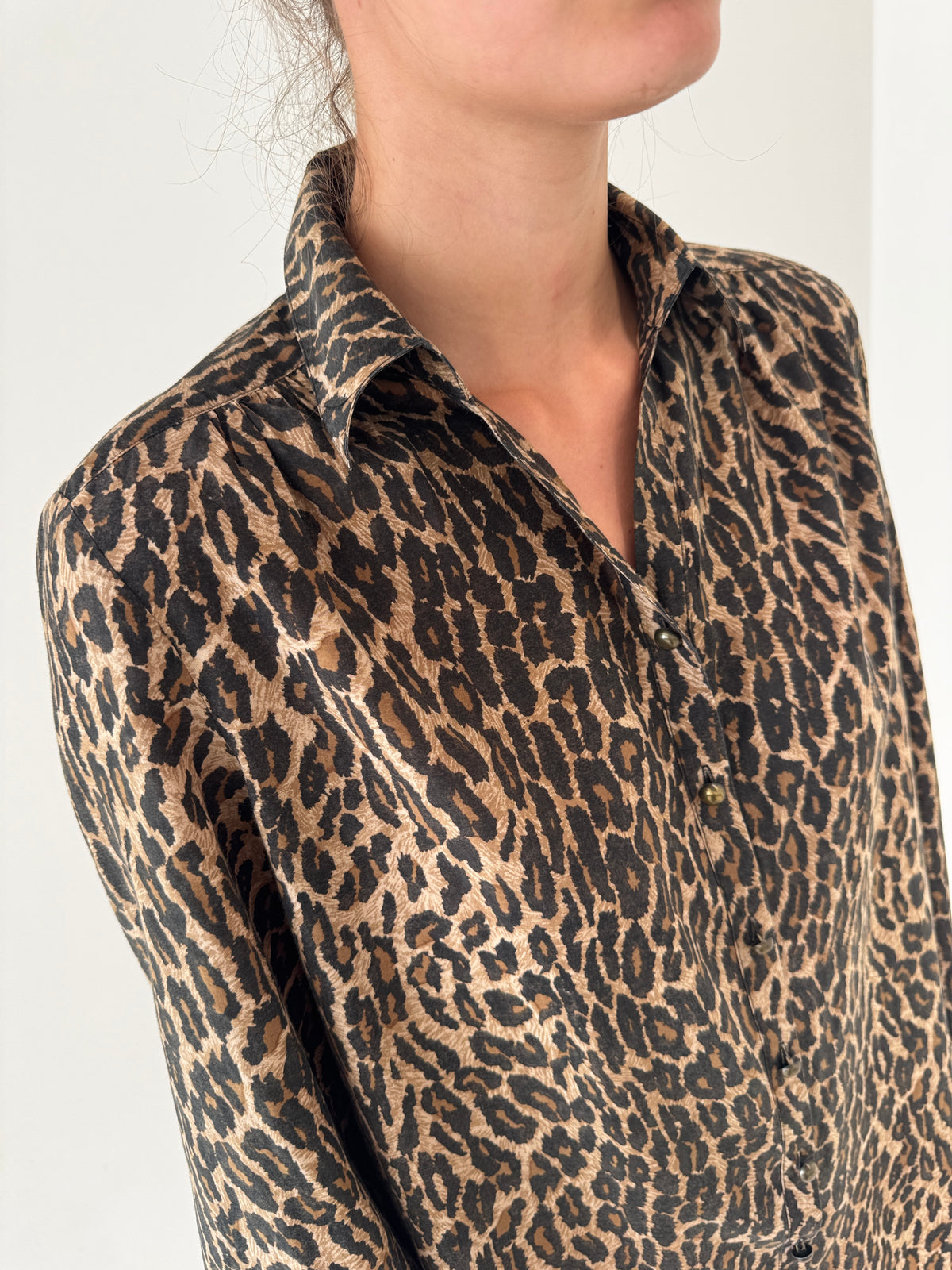 Cămașa animal print din mătase naturală și bumbac