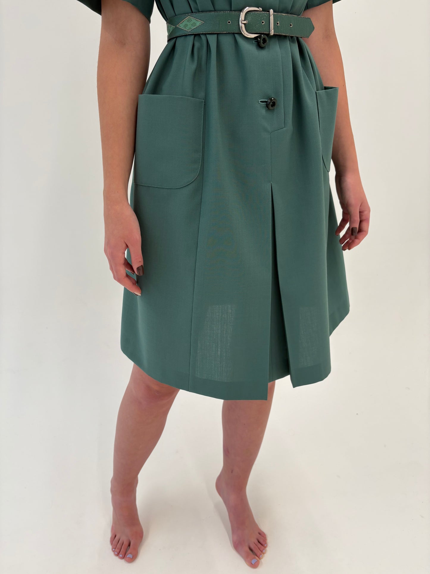 Rochie vintage italiană seafoam green din lana extrafina