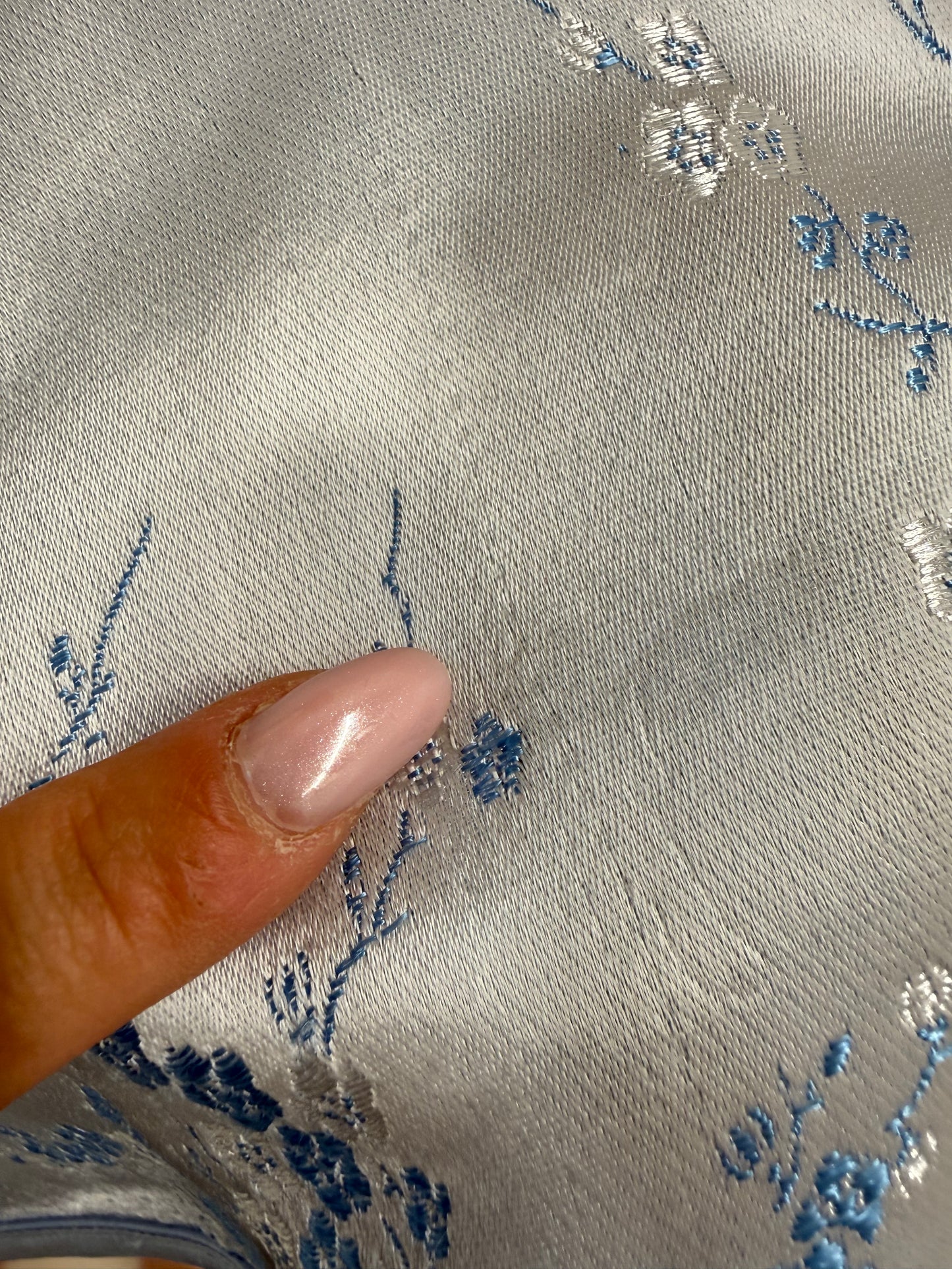 Top asiatic baby blue din jacquard de mătase naturală