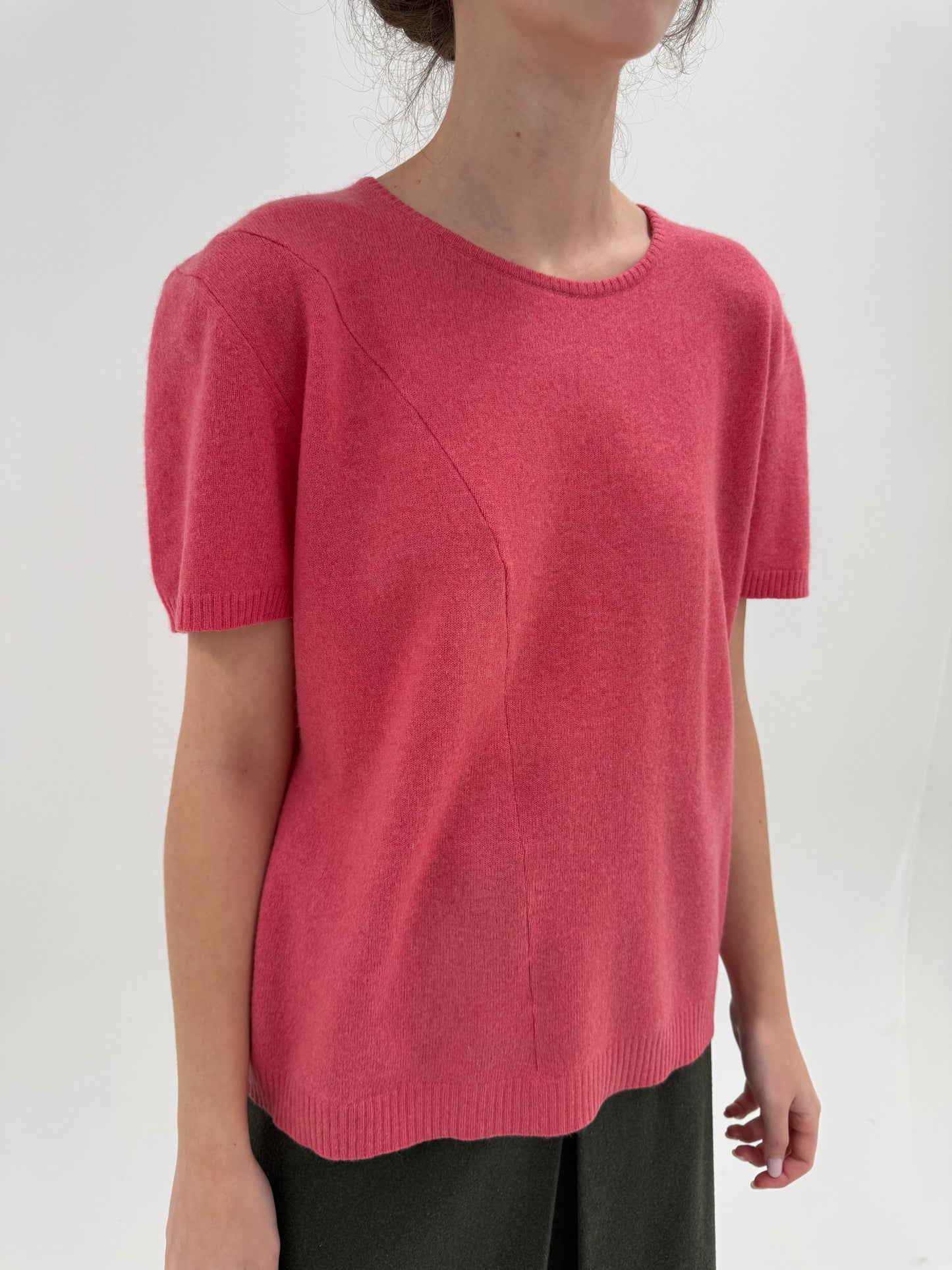 Top flamingo Pink din cașmir multiply