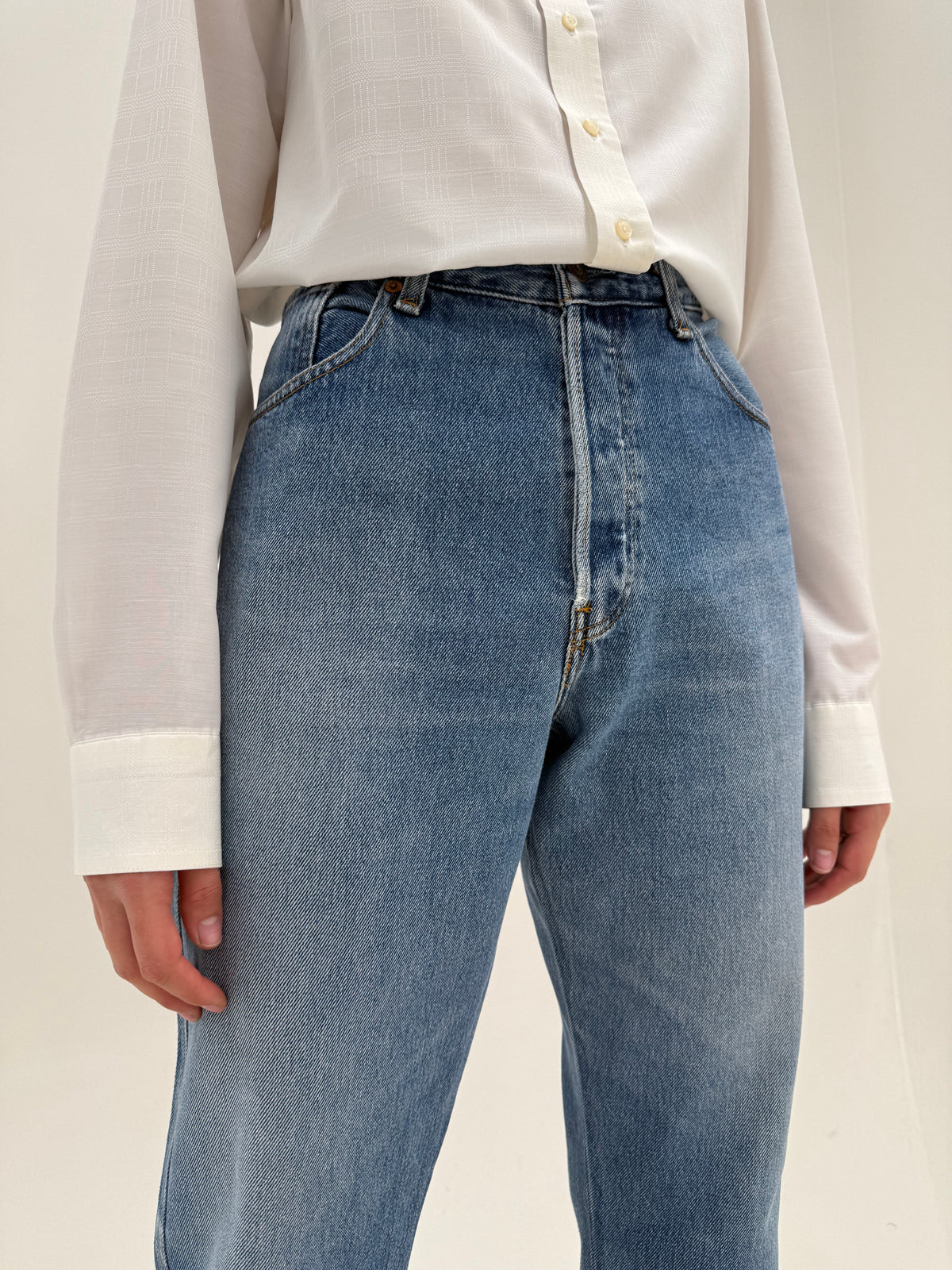 Jeans vintage Levi’s tall straight leg din denim gros de bumbac cu talie înaltă