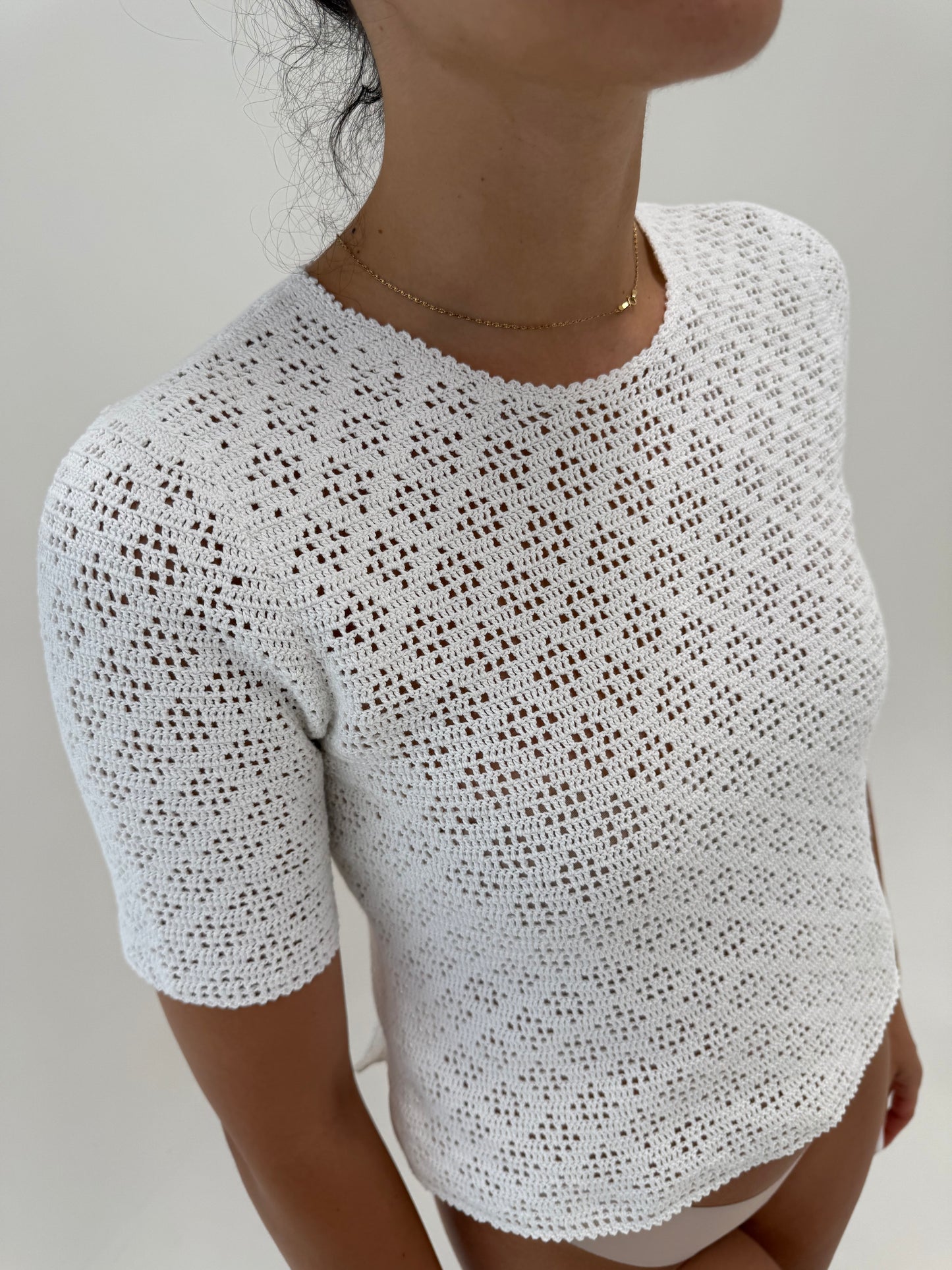 Top vintage excepțional din macrame lucrat manual