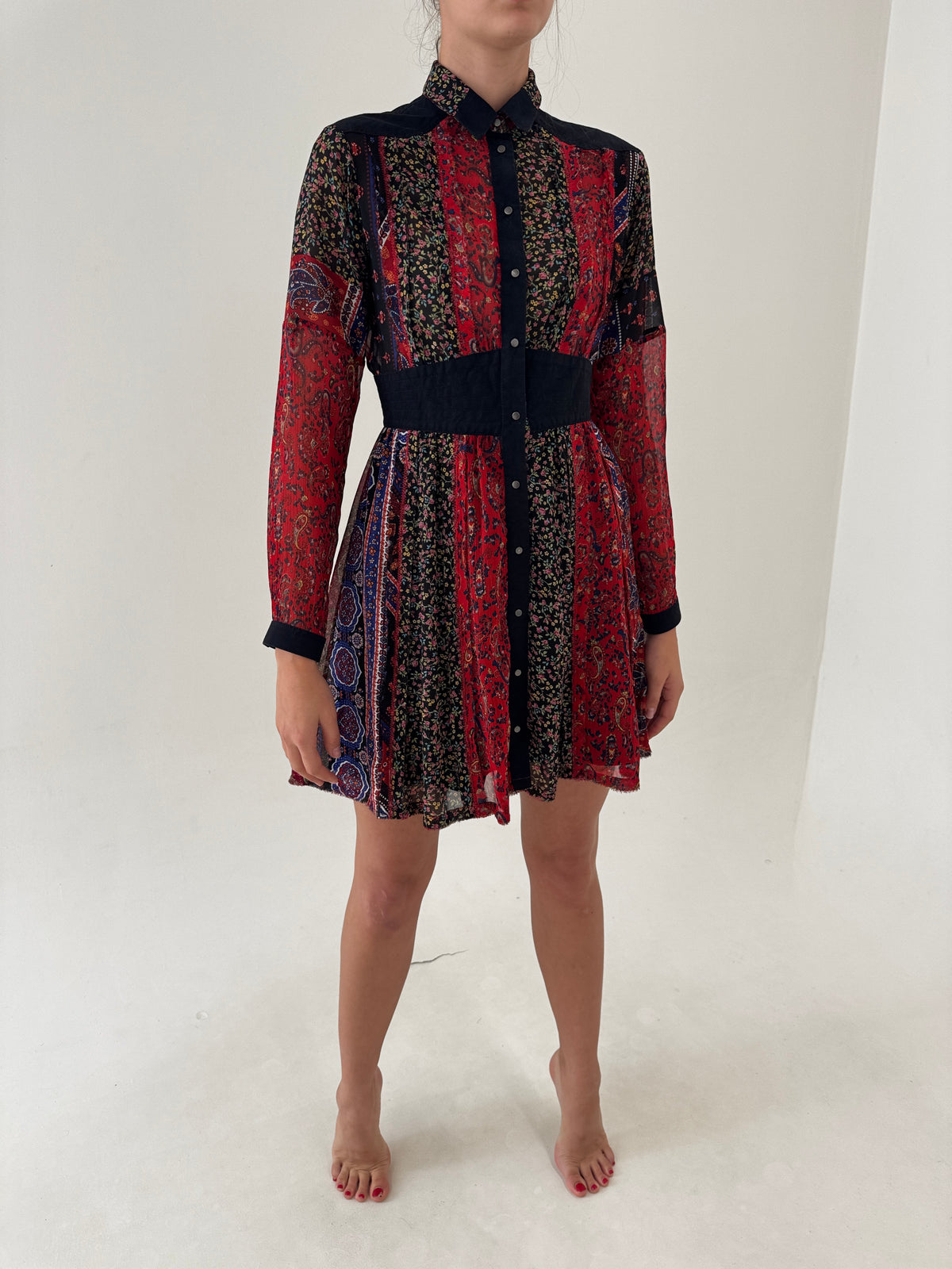 Rochie luxury Diesel cu talie marcată în stil boho cu print paisley
