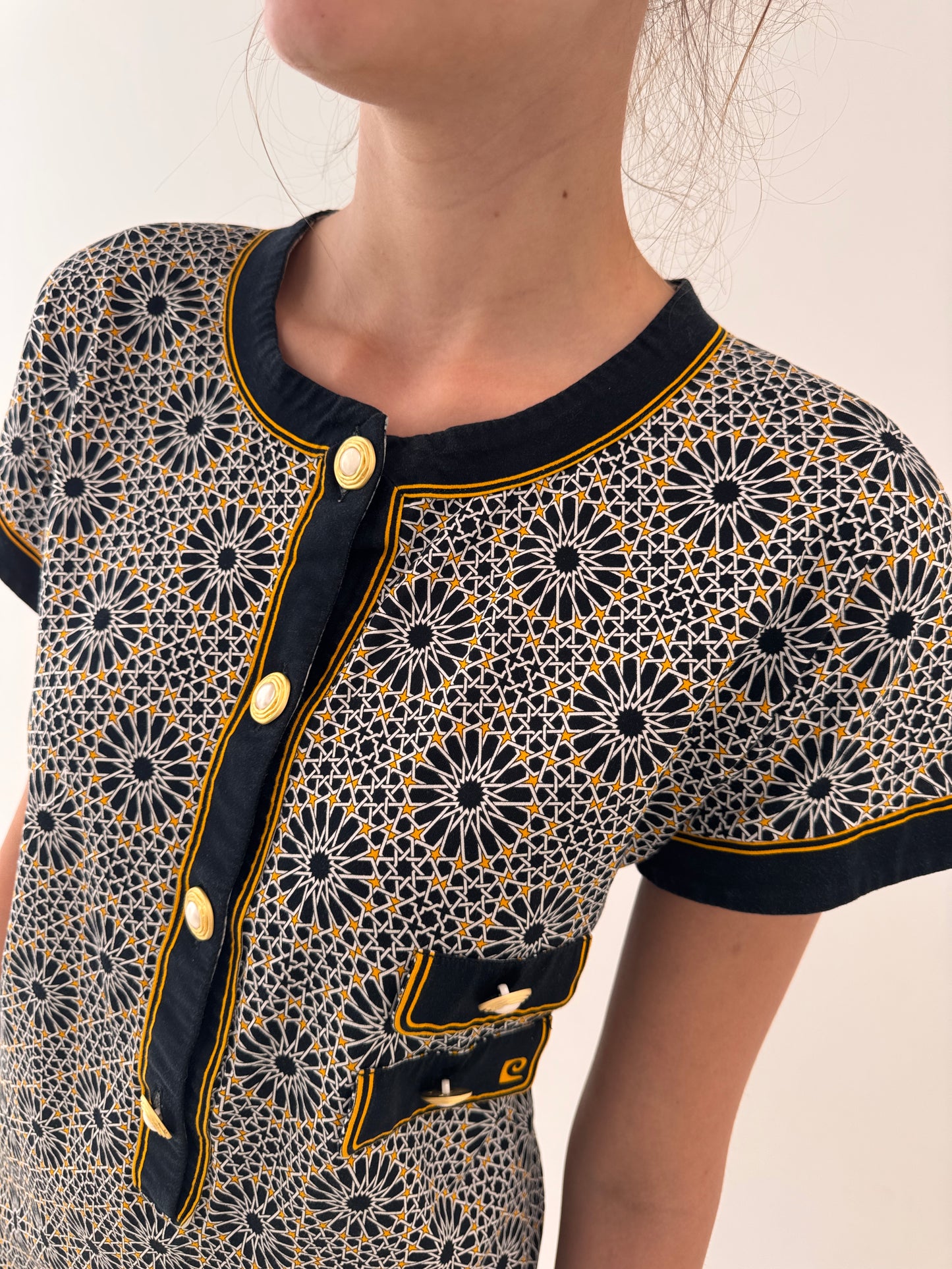 Rochie vintage luxury Pierre Cardin din bumbac excepțional în croi atemporal