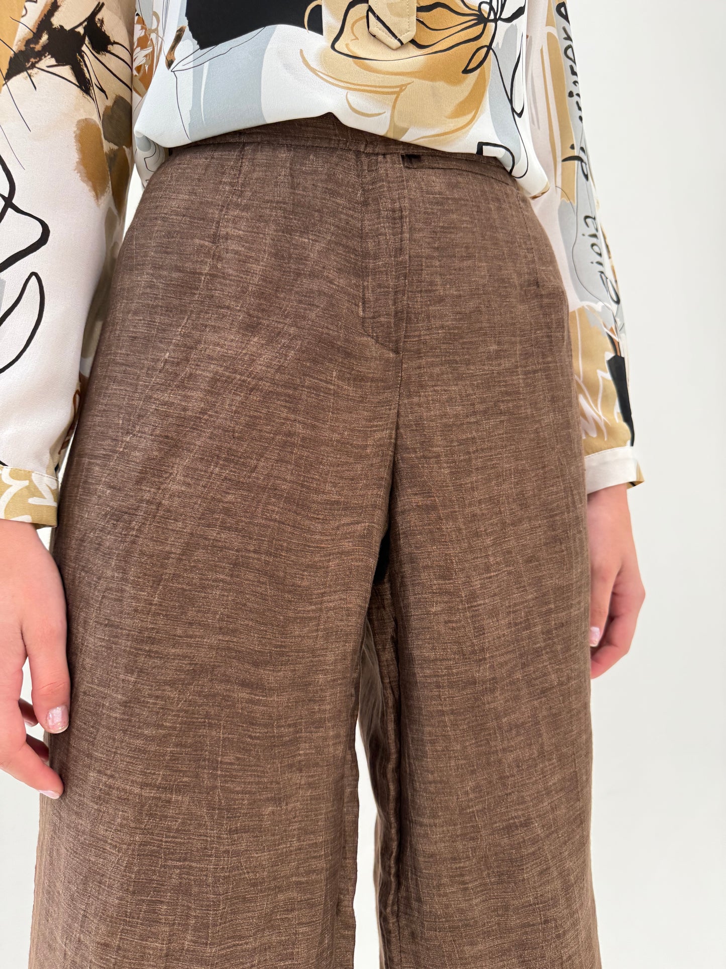 Pantaloni de brand luxury vintage Biba din in caramel brown
