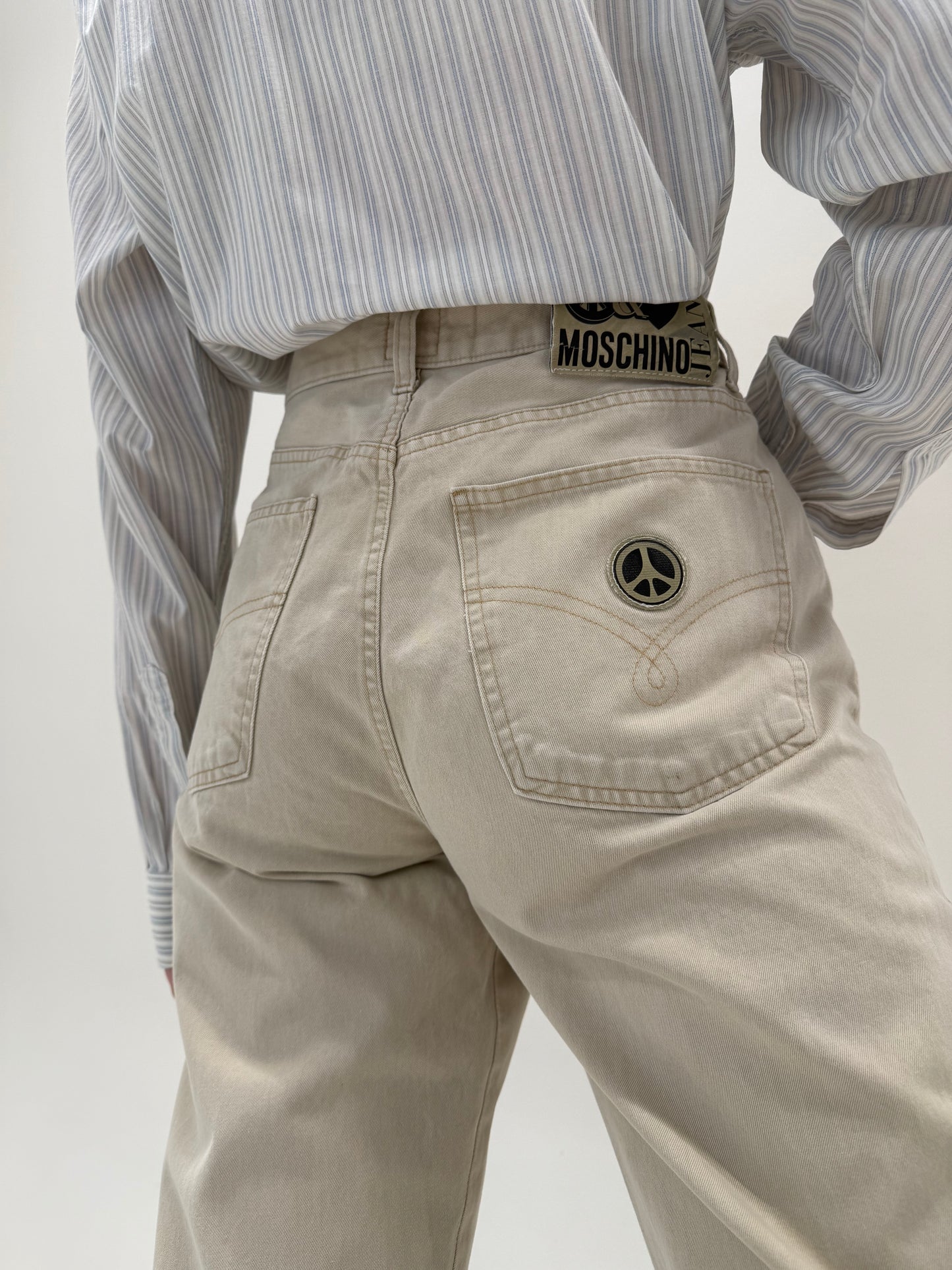Jeans vintage tall Moschino camel cu talie ultra înaltă mom fit