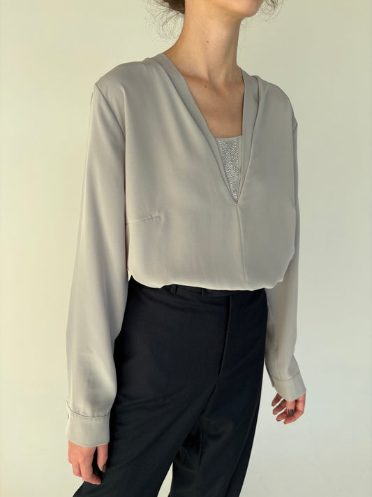 Cămașa eleganta silver gray de brand luxury Riani în croi minimalist