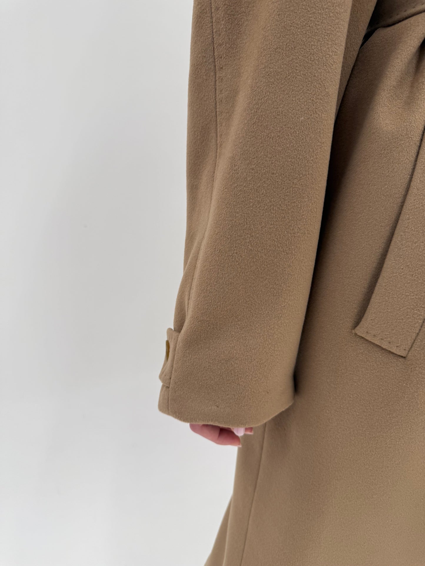 Palton ultra luxury Colombo camel din stofă plină de lana și cașmir