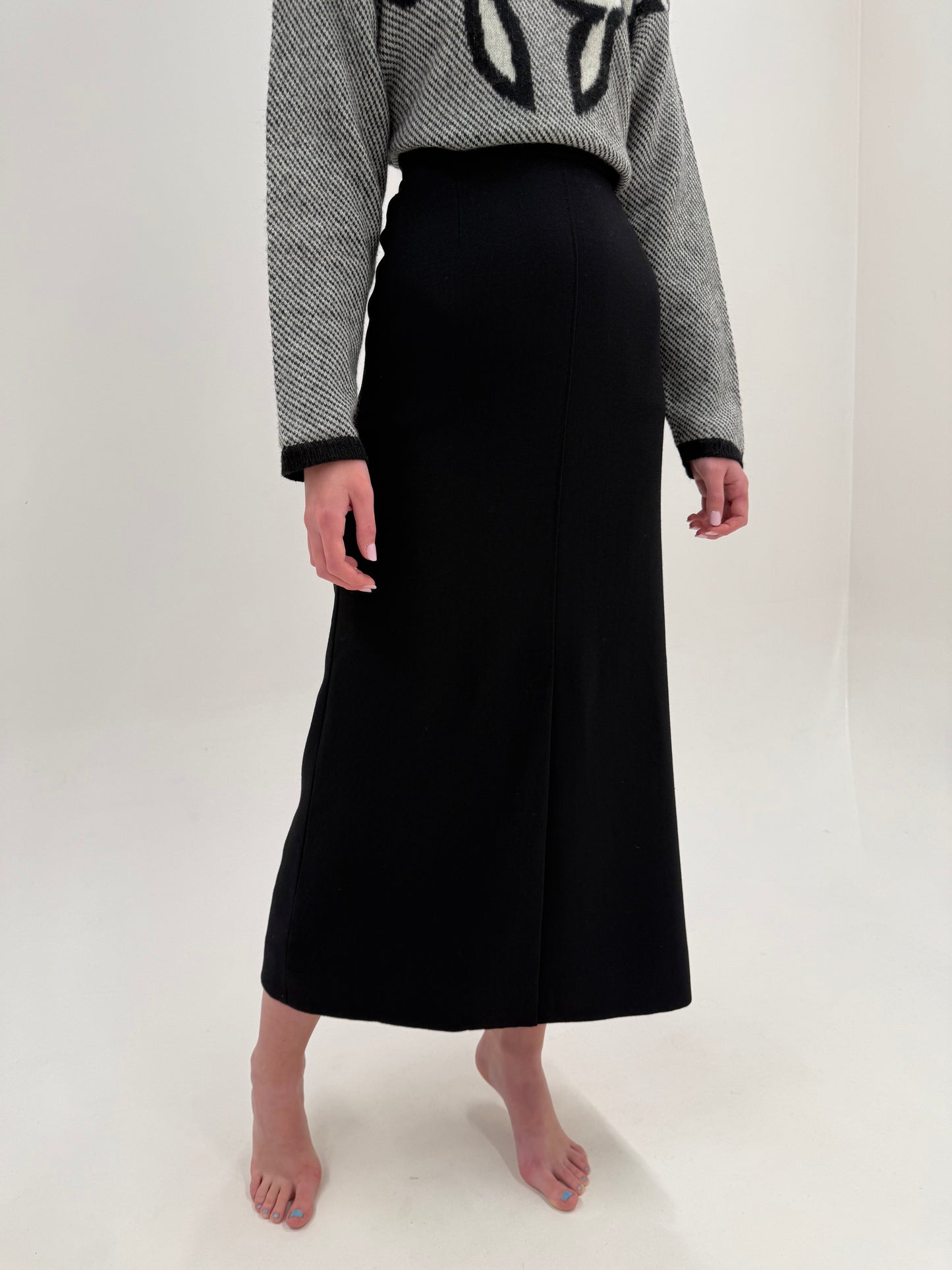 Fustă maxi din lana extrafina cu talie ultra înaltă de la zi la seară