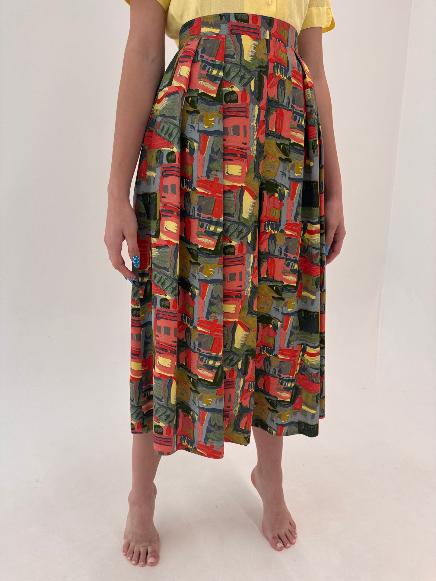 Fustă pantaloni vintage cu talie ultra înaltă marcată super vaporoasă