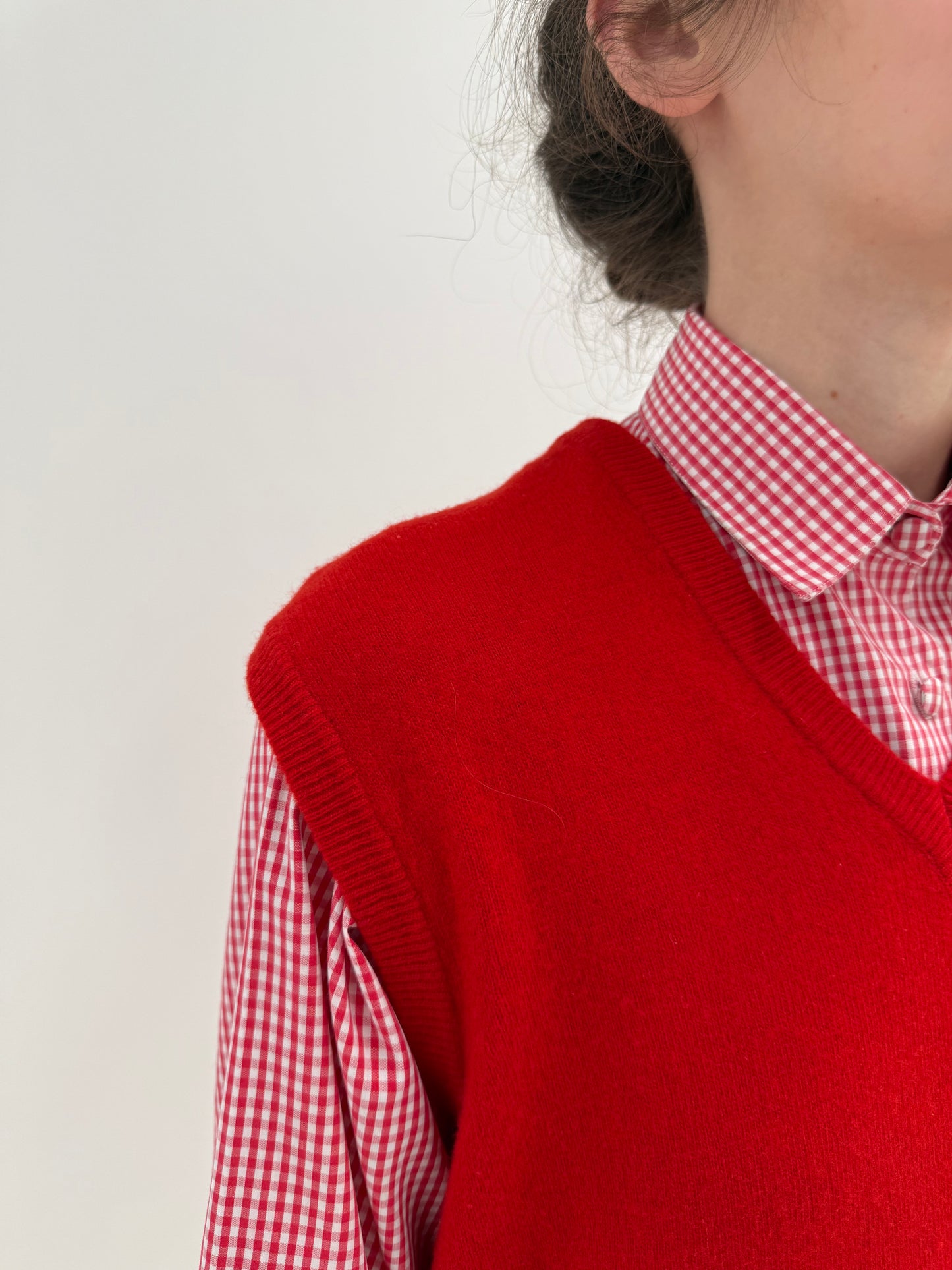 Top/ vesta vintage cherry red 80% lana extrafina