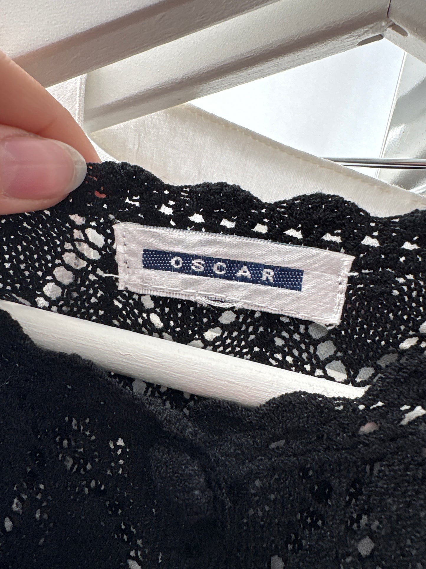 Top din bumbac macrame negru dantelat excepțional